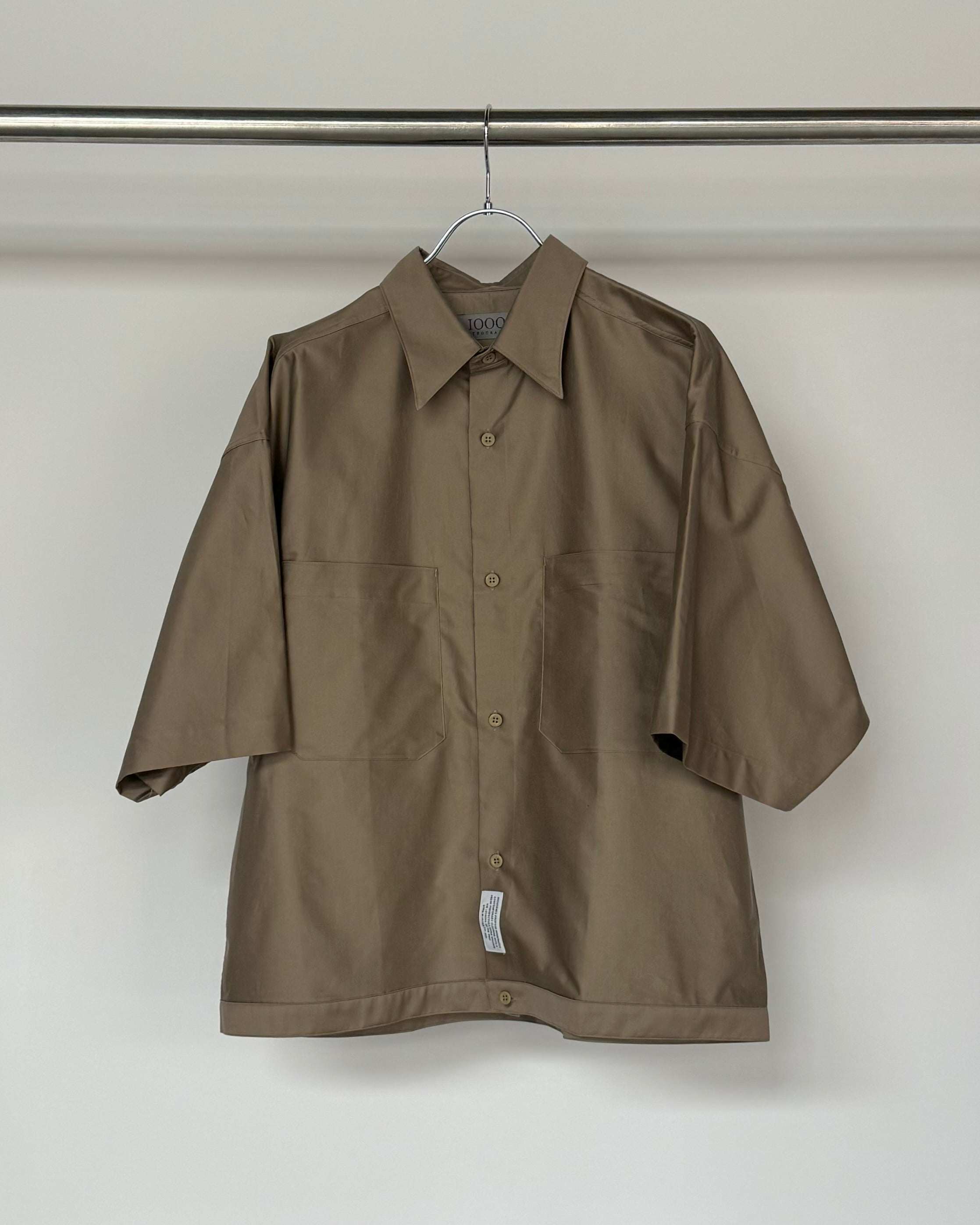 1000s thousands / CROPPED WORK SHIRT SS - STONE BROWN