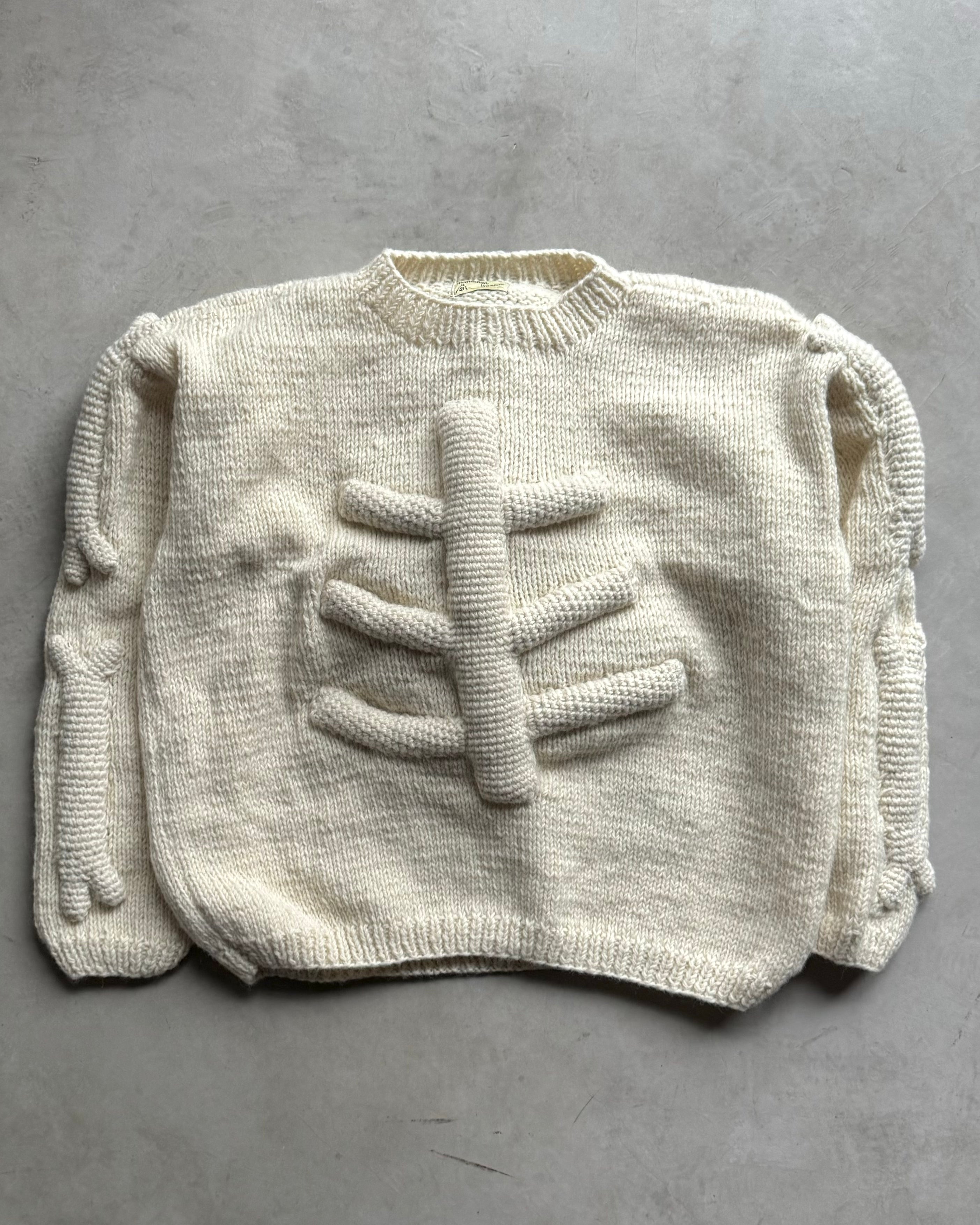 MacMahon Knitting Mills / Crew Neck Knit-3D Bone - WHITE – BALANCE