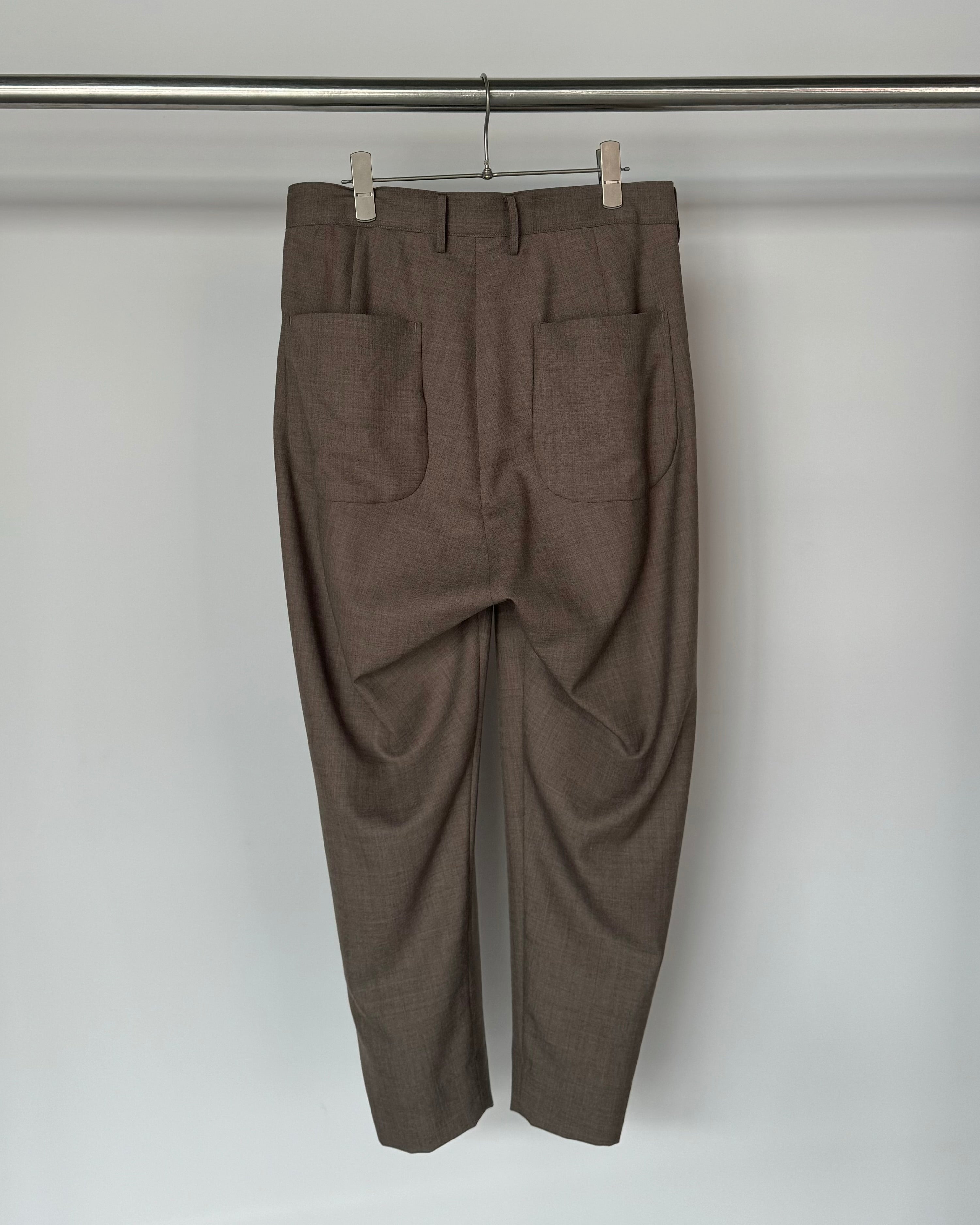 AN211 / SUMMER WOOL TAPERED TROUSERS - BROWN
