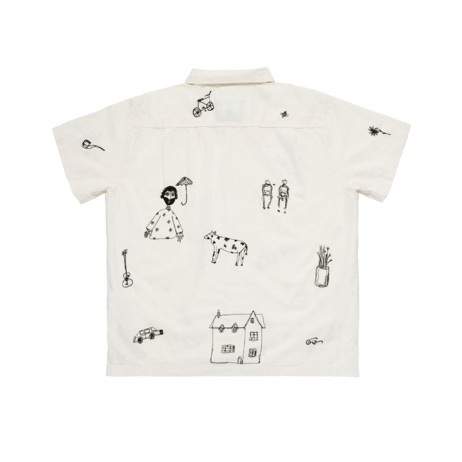 samuel zelig / Embroidered Camp Shirt - IVORY