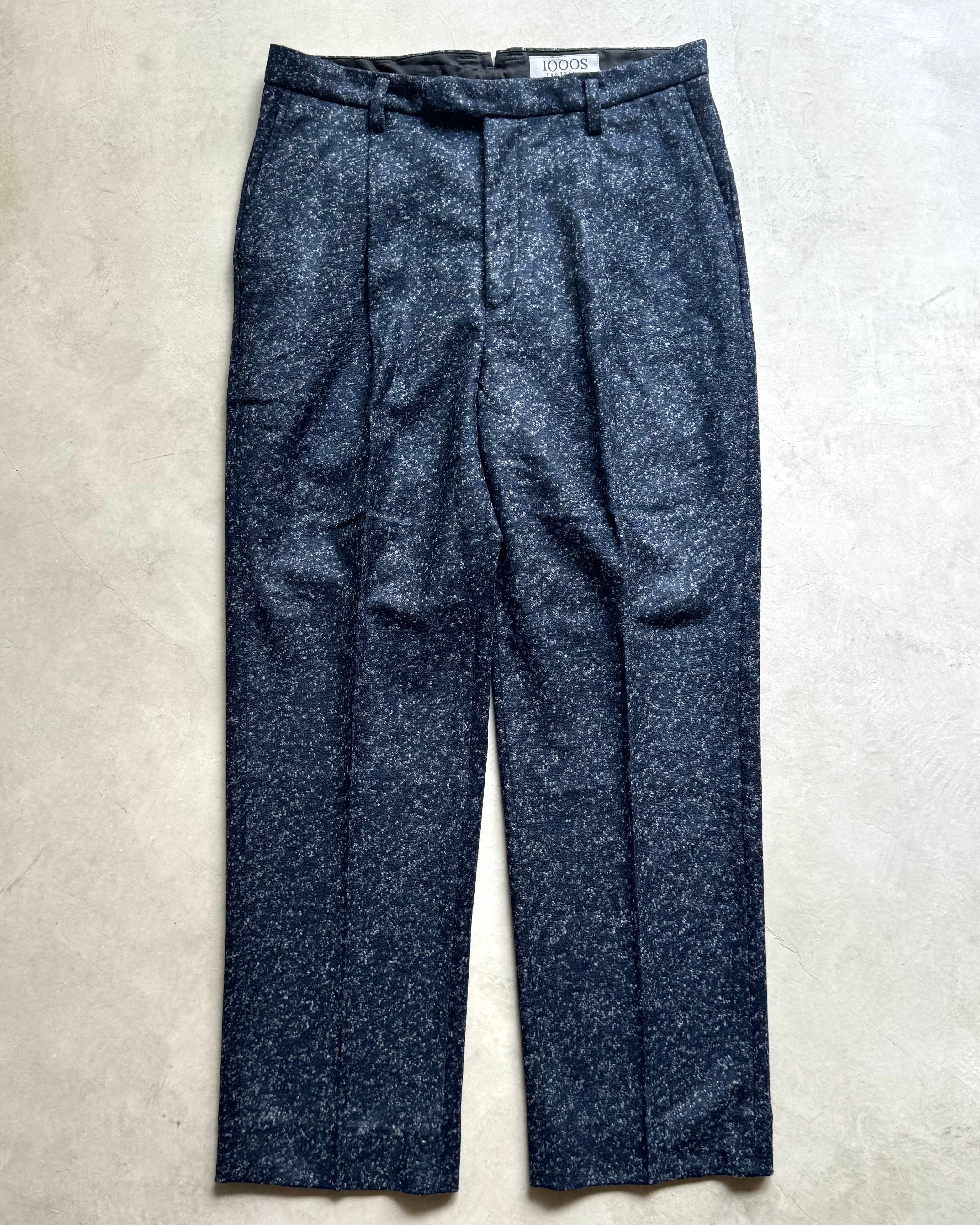 1000s thousands / SILVER KNIT TUCK TROUSERS - BLACK×NAVY MIX