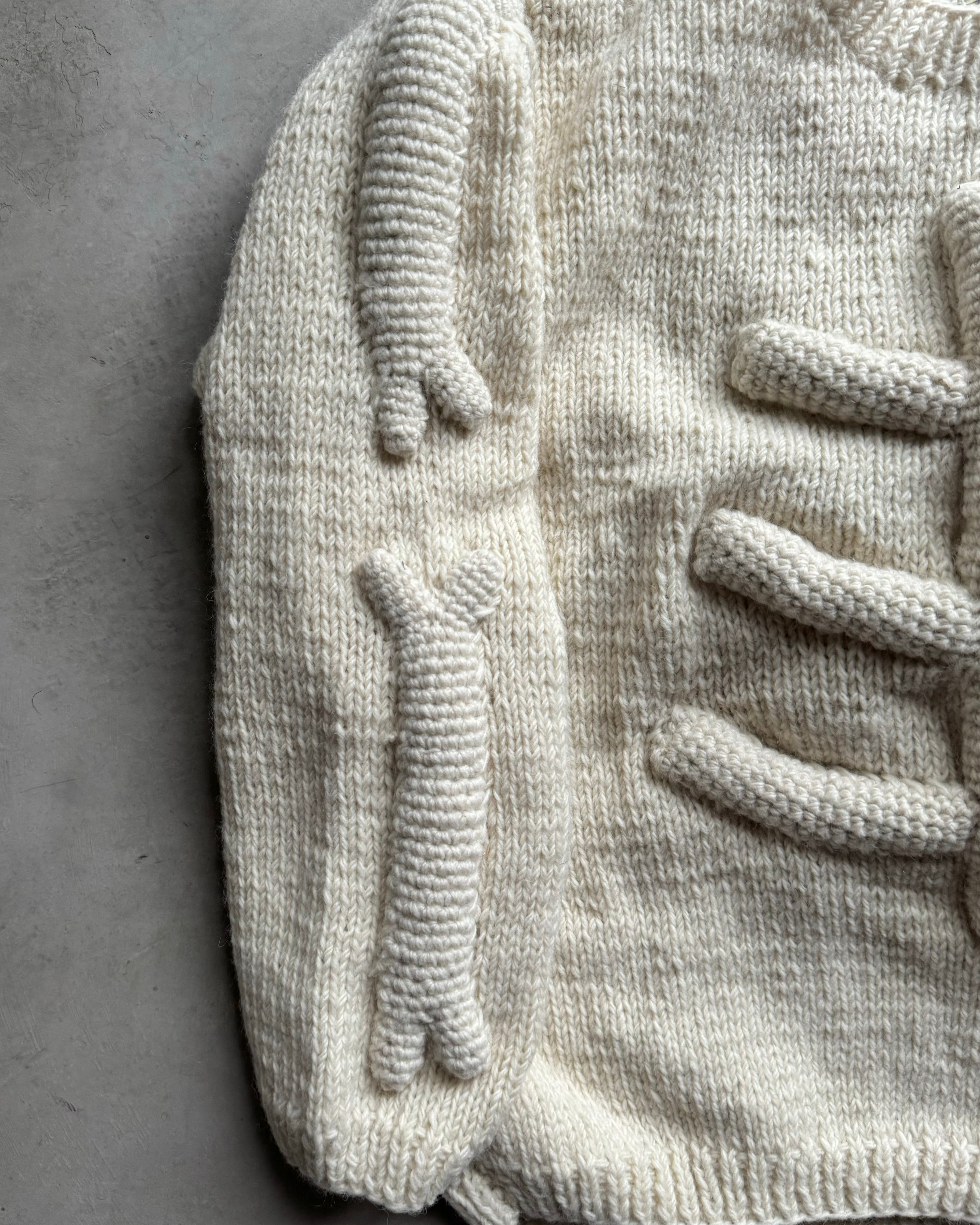MacMahon Knitting Mills / Crew Neck Knit-3D Bone - WHITE