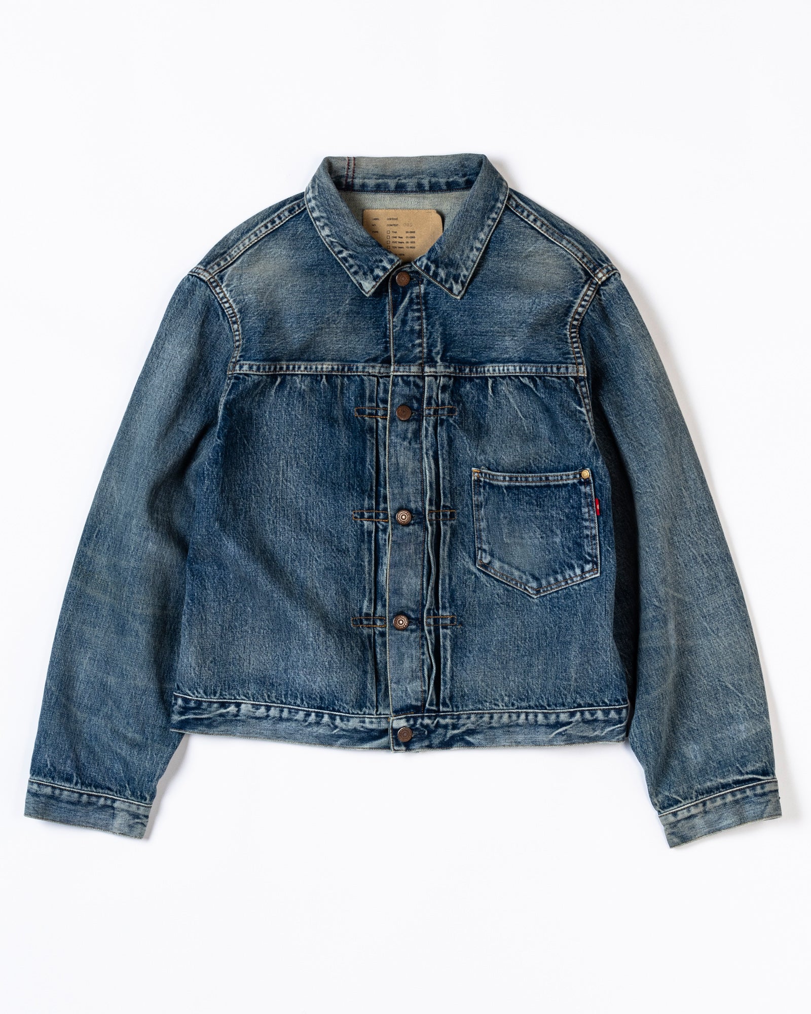 CONTEXT / FRONT TUCK DENIM JACKET - INDIGO FIVE YEAR WASH
