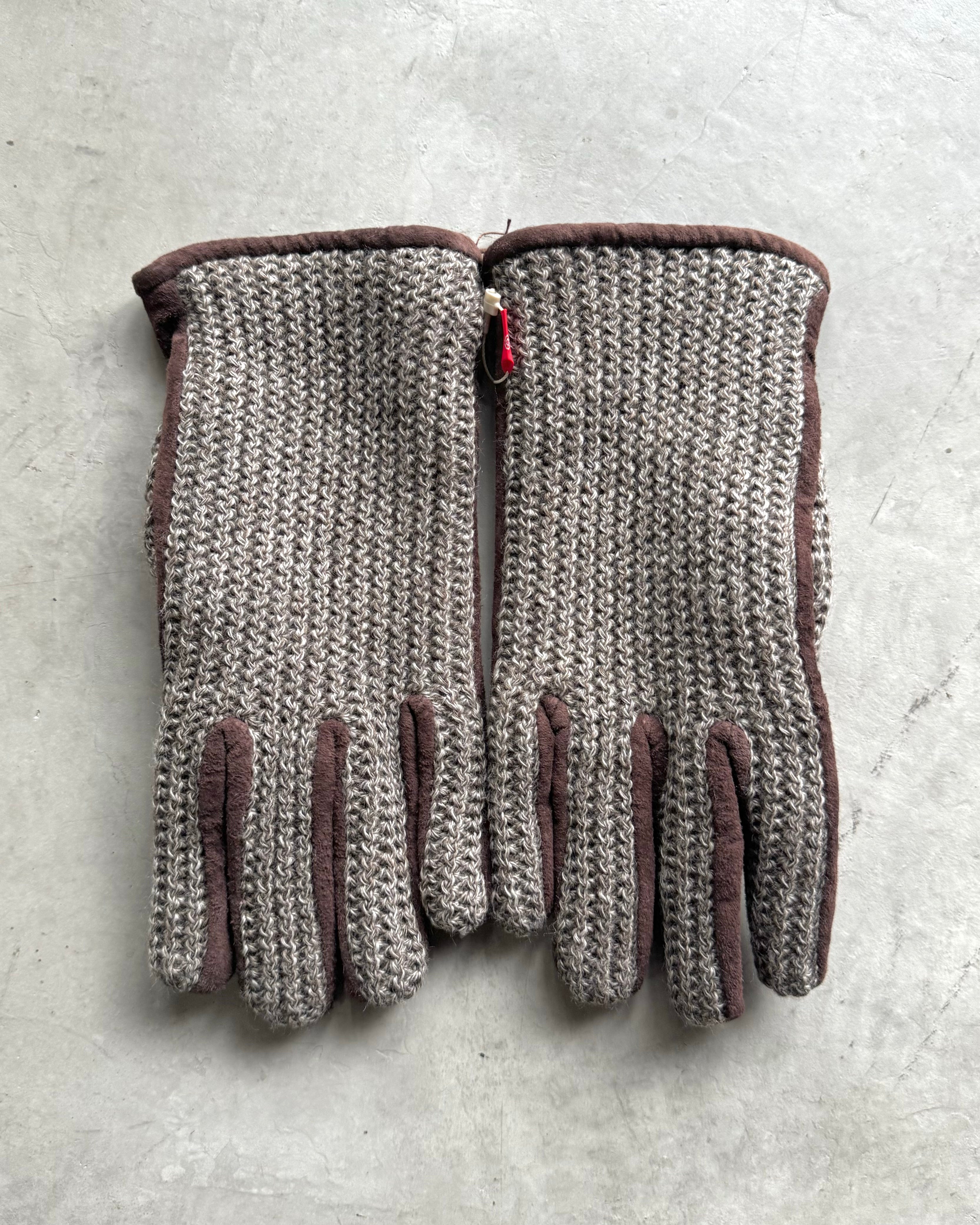 ANACHRONORM / Suede Knit Mix Glove by ISLAND KNIT WORKS - BROWN