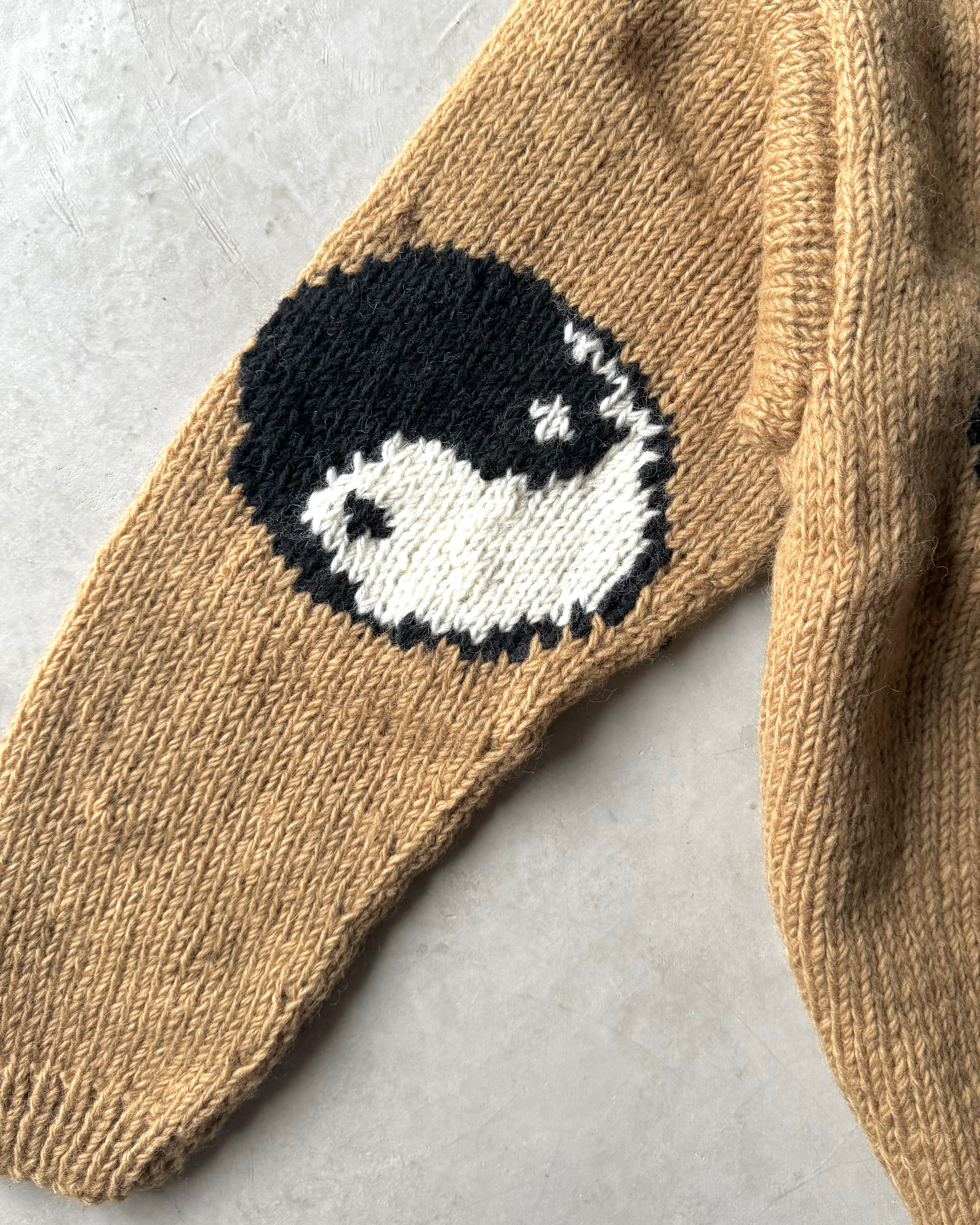 MacMahon Knitting Mills / Crew Neck Knit-Line Yin&Yang - BEIGE