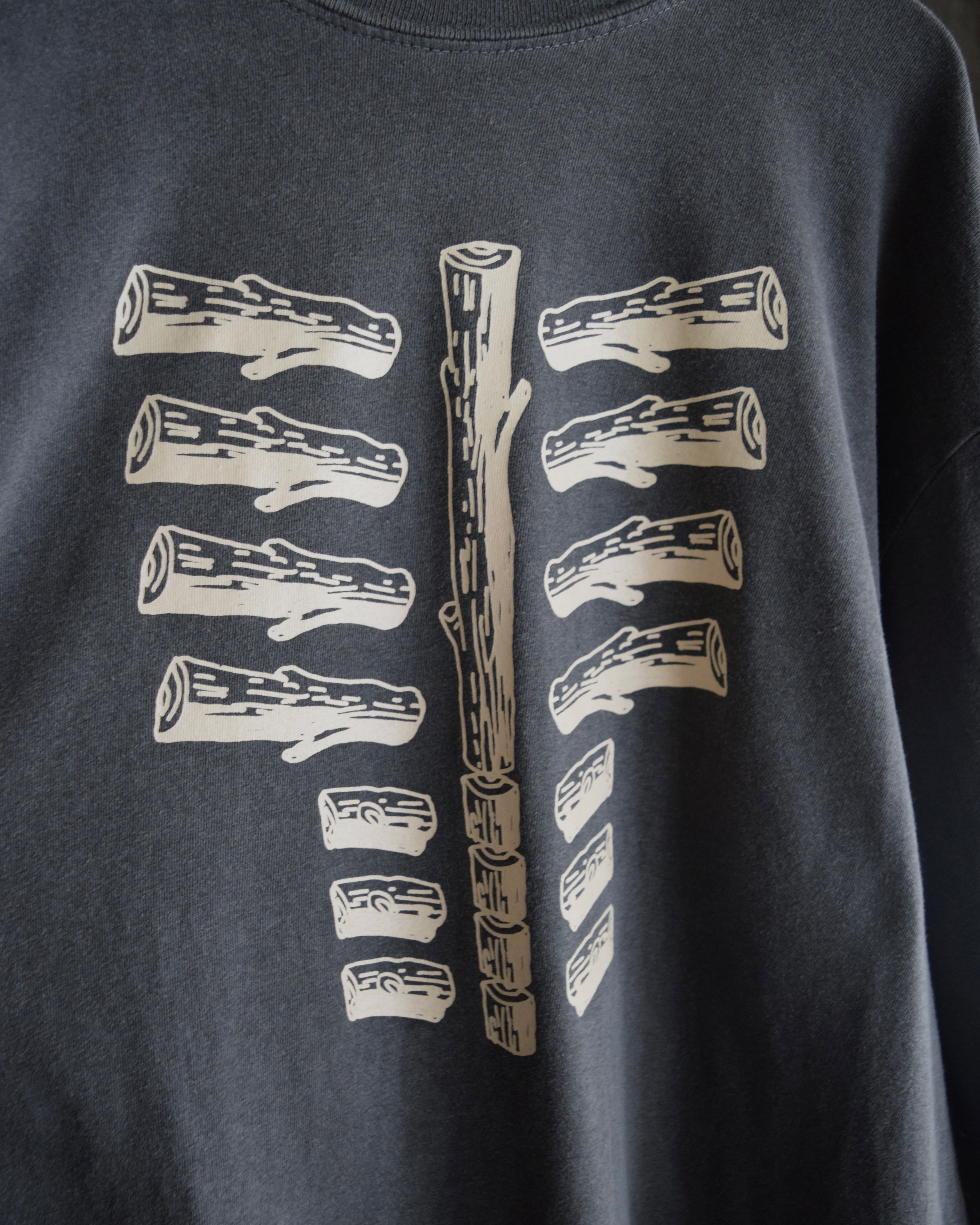 TODAY edition / "WOOD" LS Tee - CHARCOAL