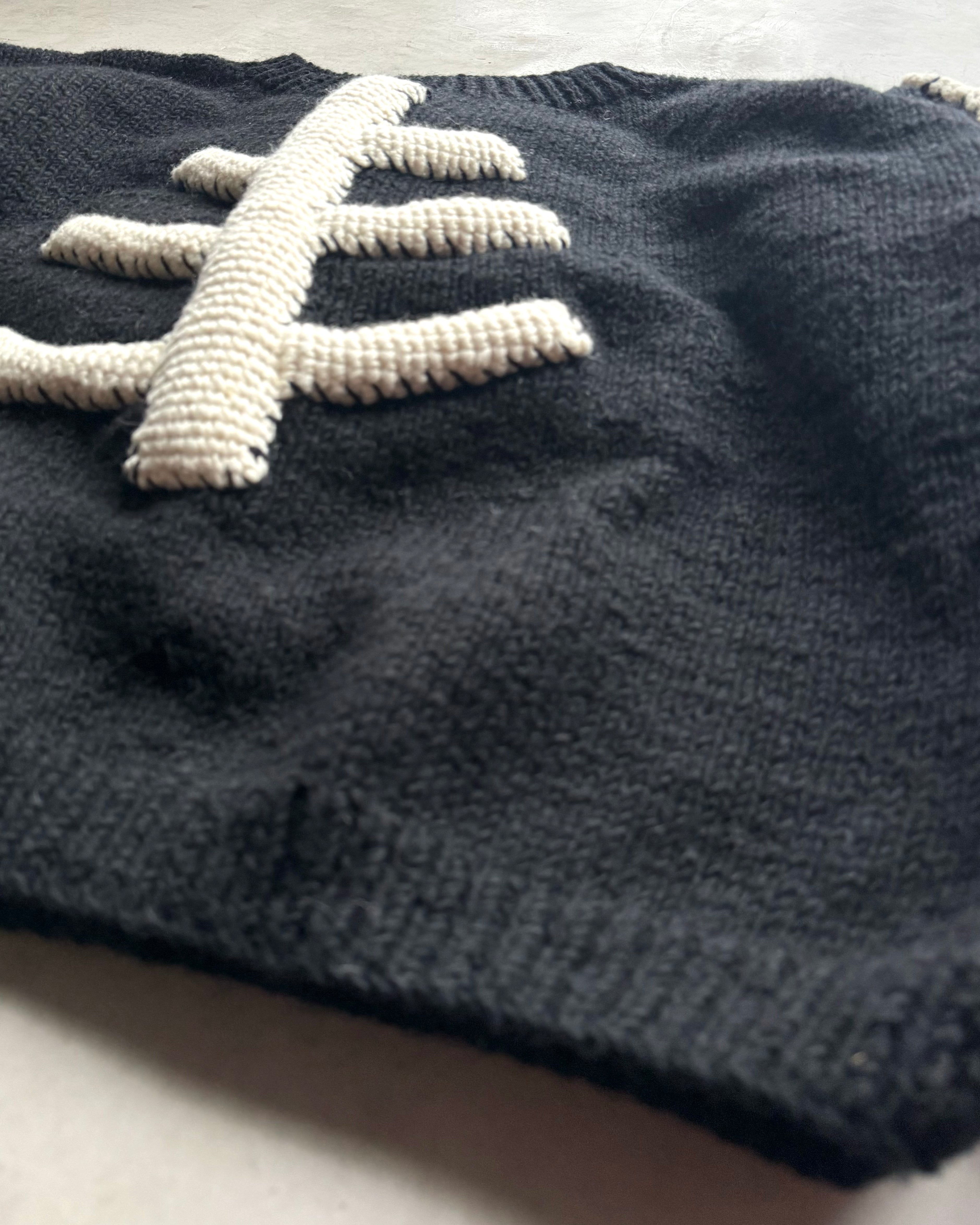 MacMahon Knitting Mills / Crew Neck Knit-3D Bone - BLACK