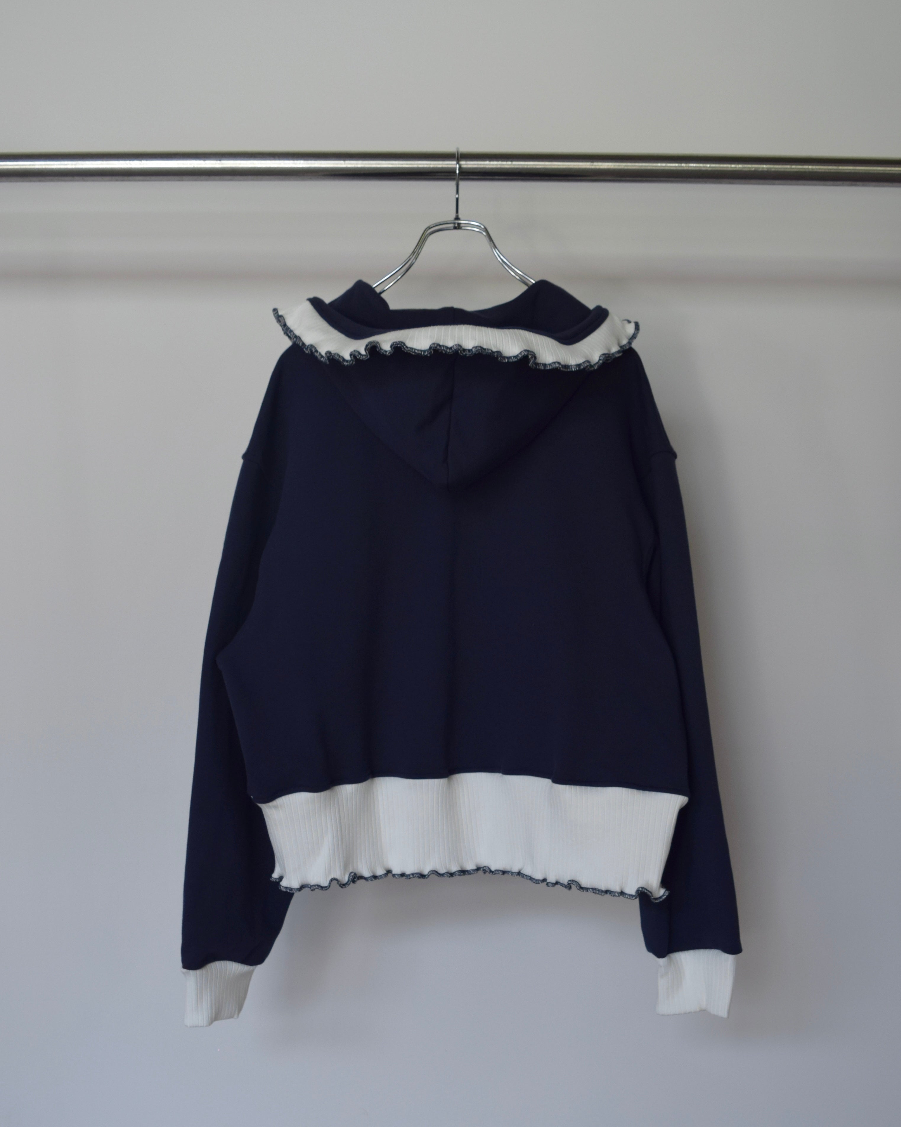 NICK GEAR / Frill Sweat Zip blouson - NAVY