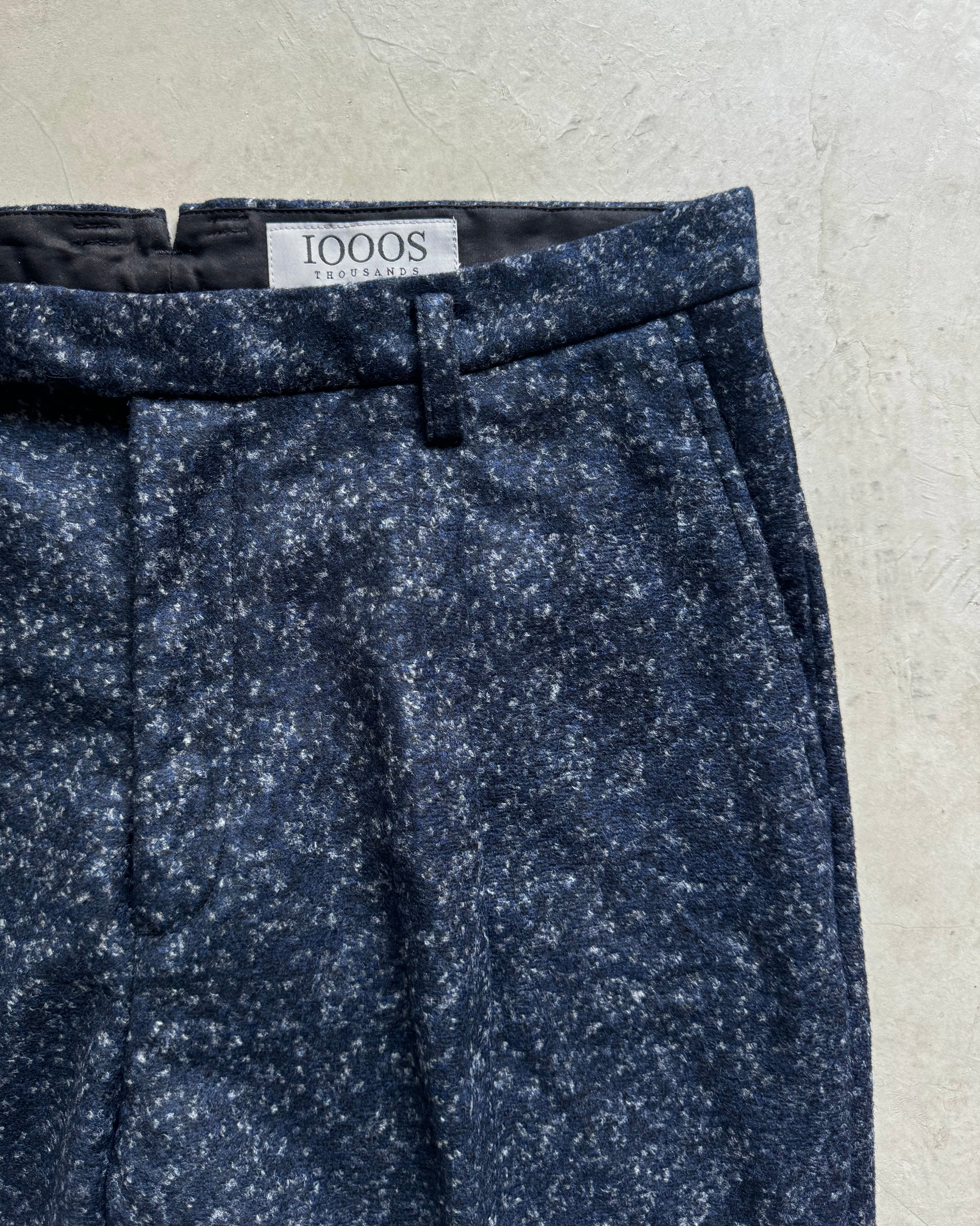 1000s thousands / SILVER KNIT TUCK TROUSERS - BLACK×NAVY MIX