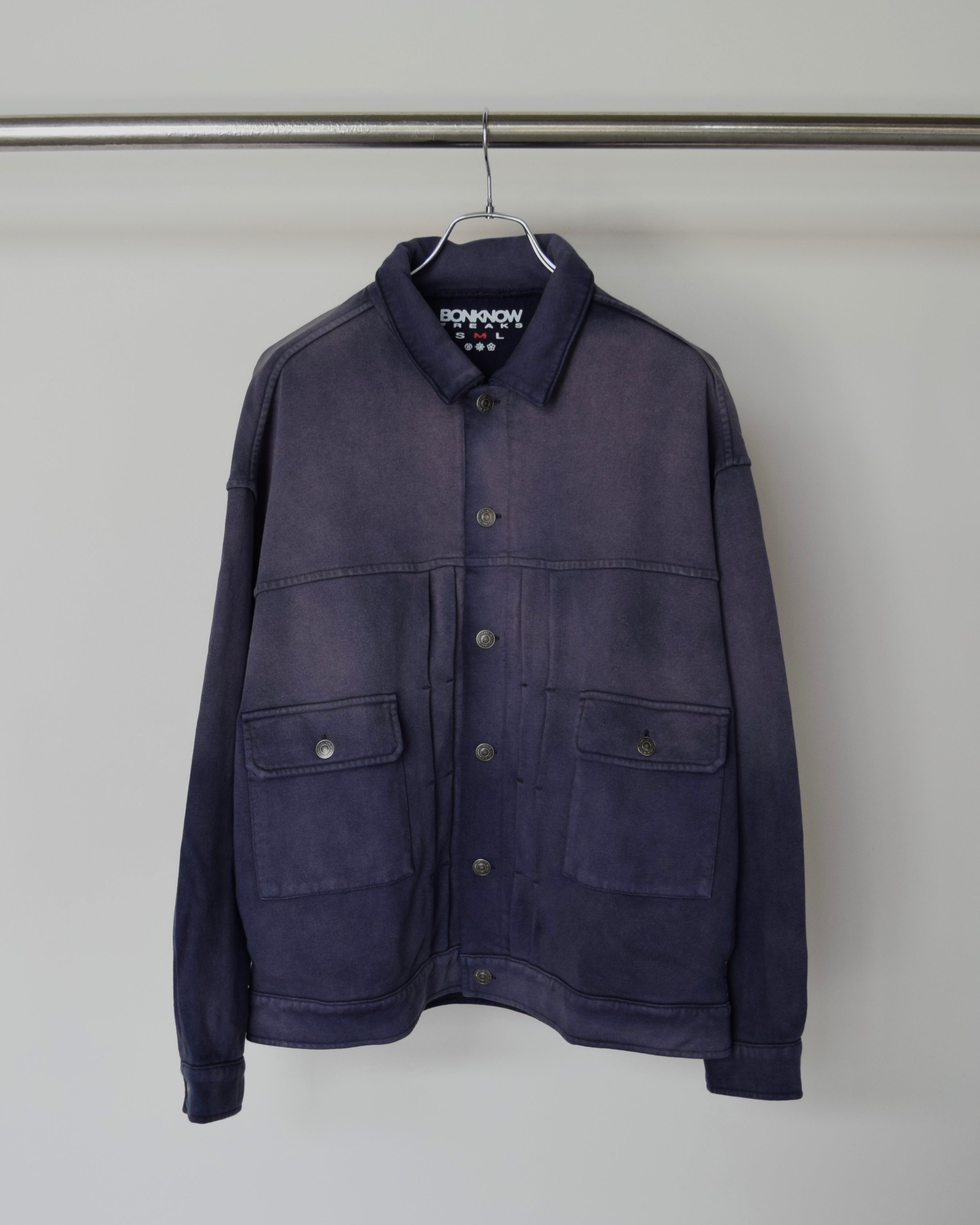 BONKNOW FREAKS / SWEAT TRUCKER JACKET - NAVY