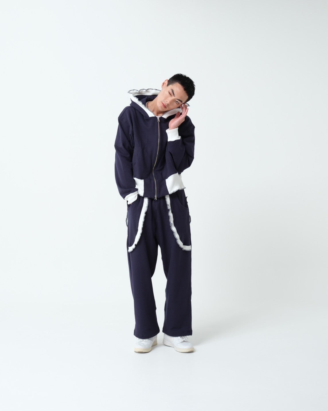 NICK GEAR / Frill Sweat Pants - NAVY