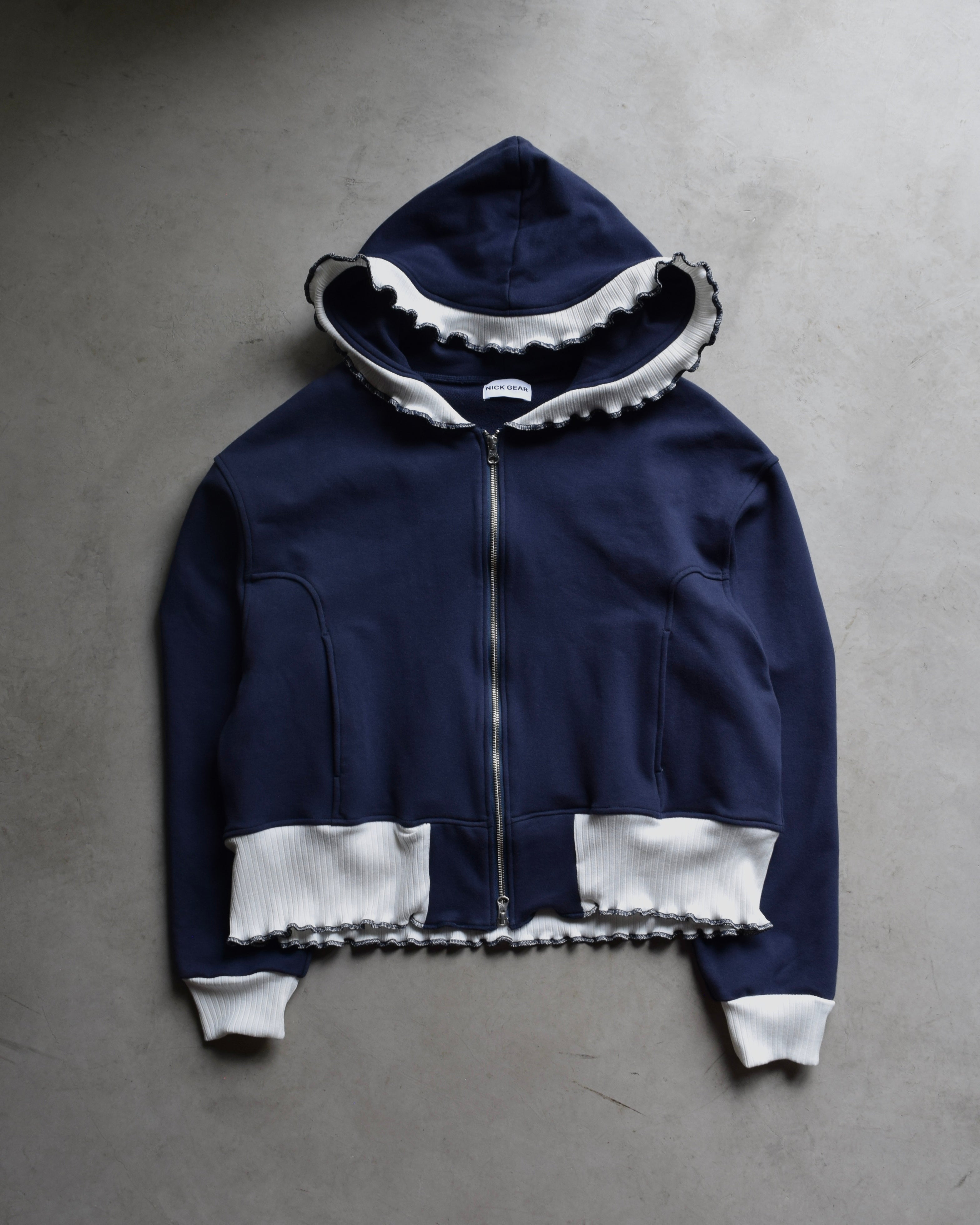 NICK GEAR / Frill Sweat Zip blouson - NAVY