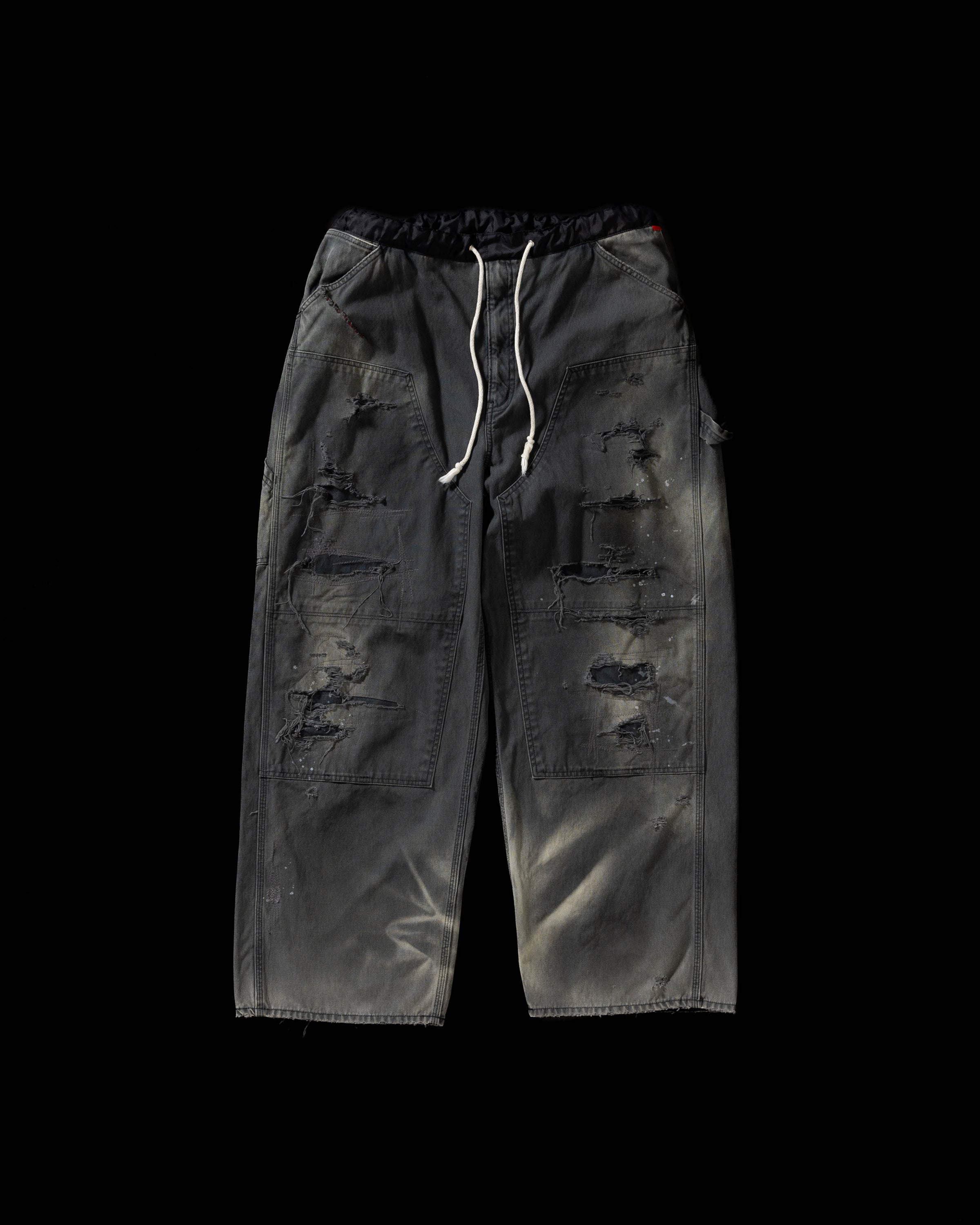 ANACHRONORM  /REMAKED DOUBLE KNEE DUCK PAINTER PANTS BLACK