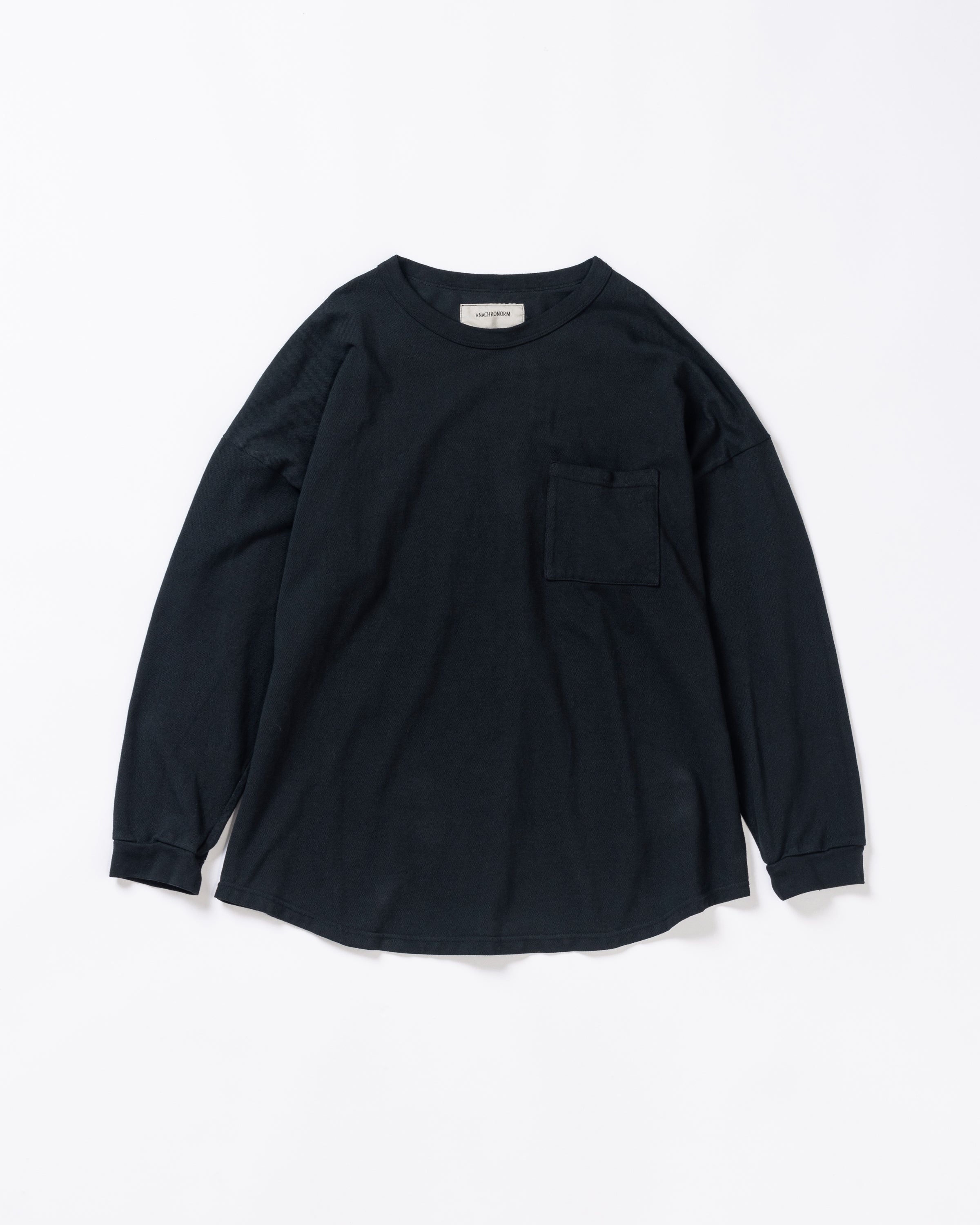 ANACHRONORM / MOSS STITCH POCKET L/S T-S - BLACK