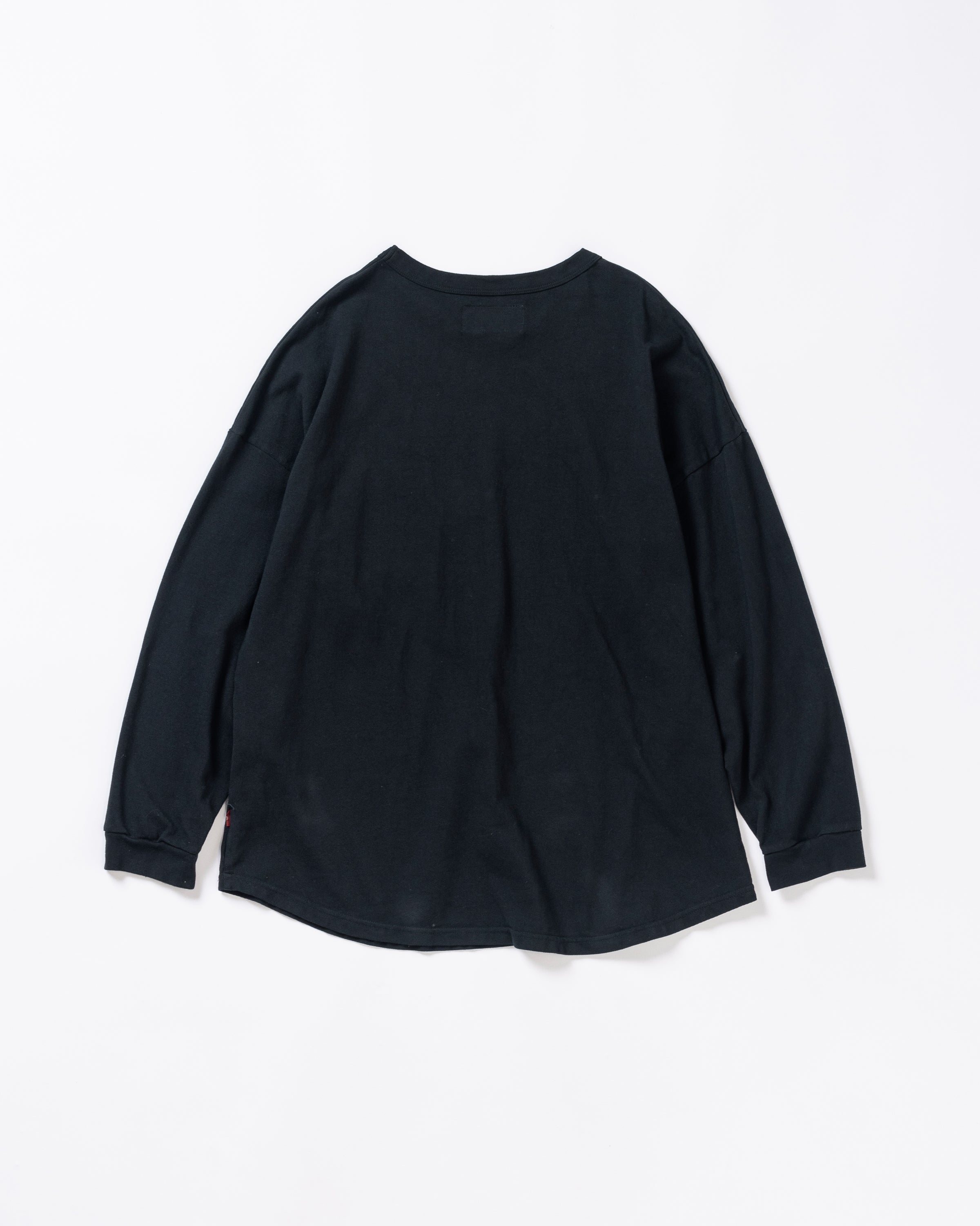 ANACHRONORM / MOSS STITCH POCKET L/S T-S - BLACK