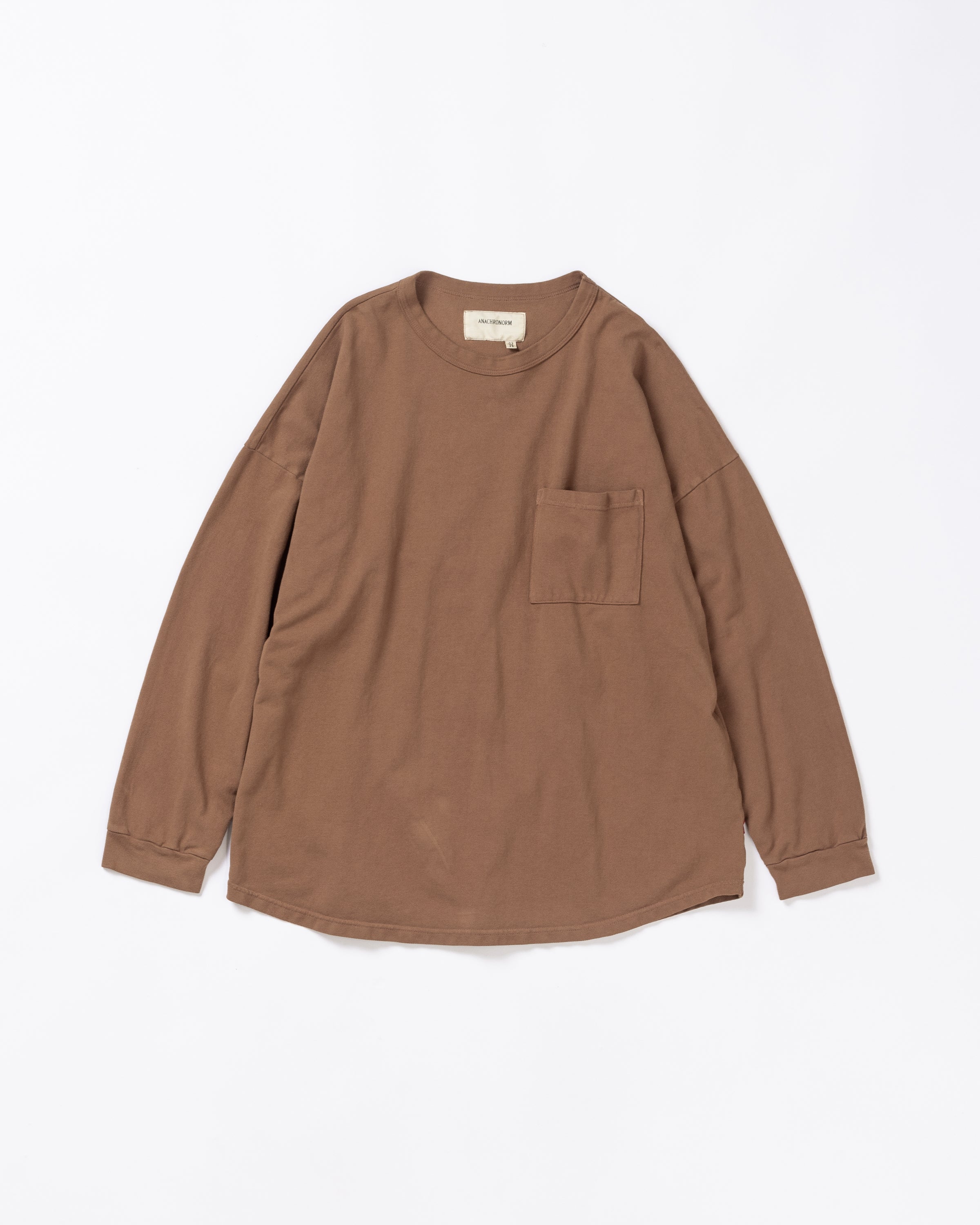 ANACHRONORM / MOSS STITCH POCKET L/S T-S - BROWN