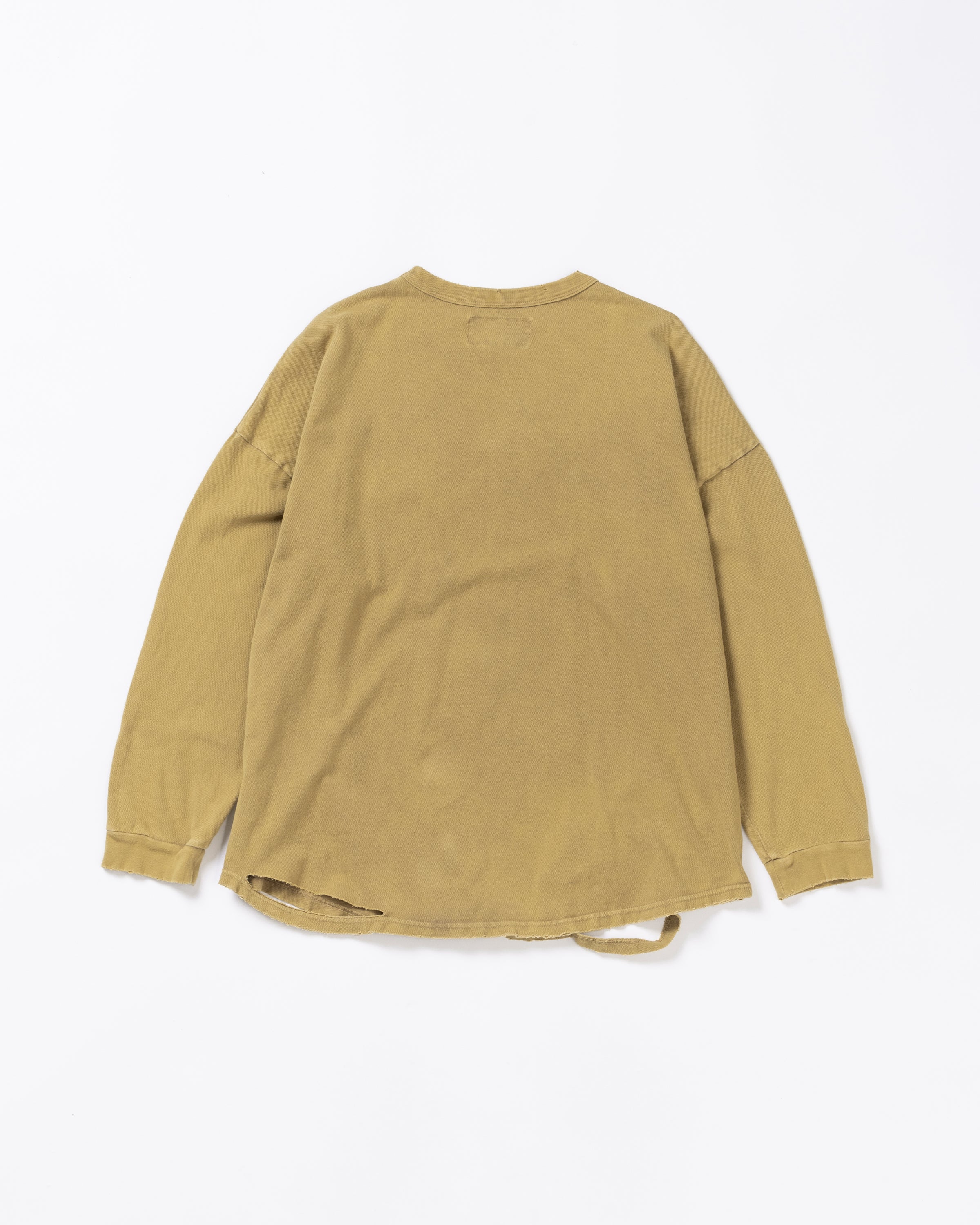 ANACHRONORM / MOSS STITCH DAMAGED POCKET L/S T-S - BROWN