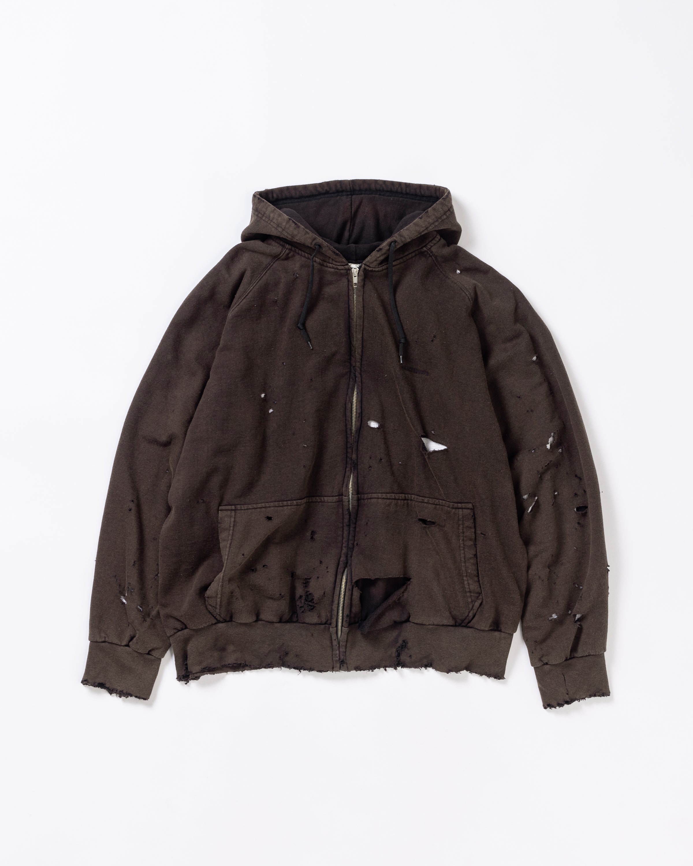 ANACHRONORM / HARD DAMAGED INNER WAFFLE SWEAT PARKA - BLACK
