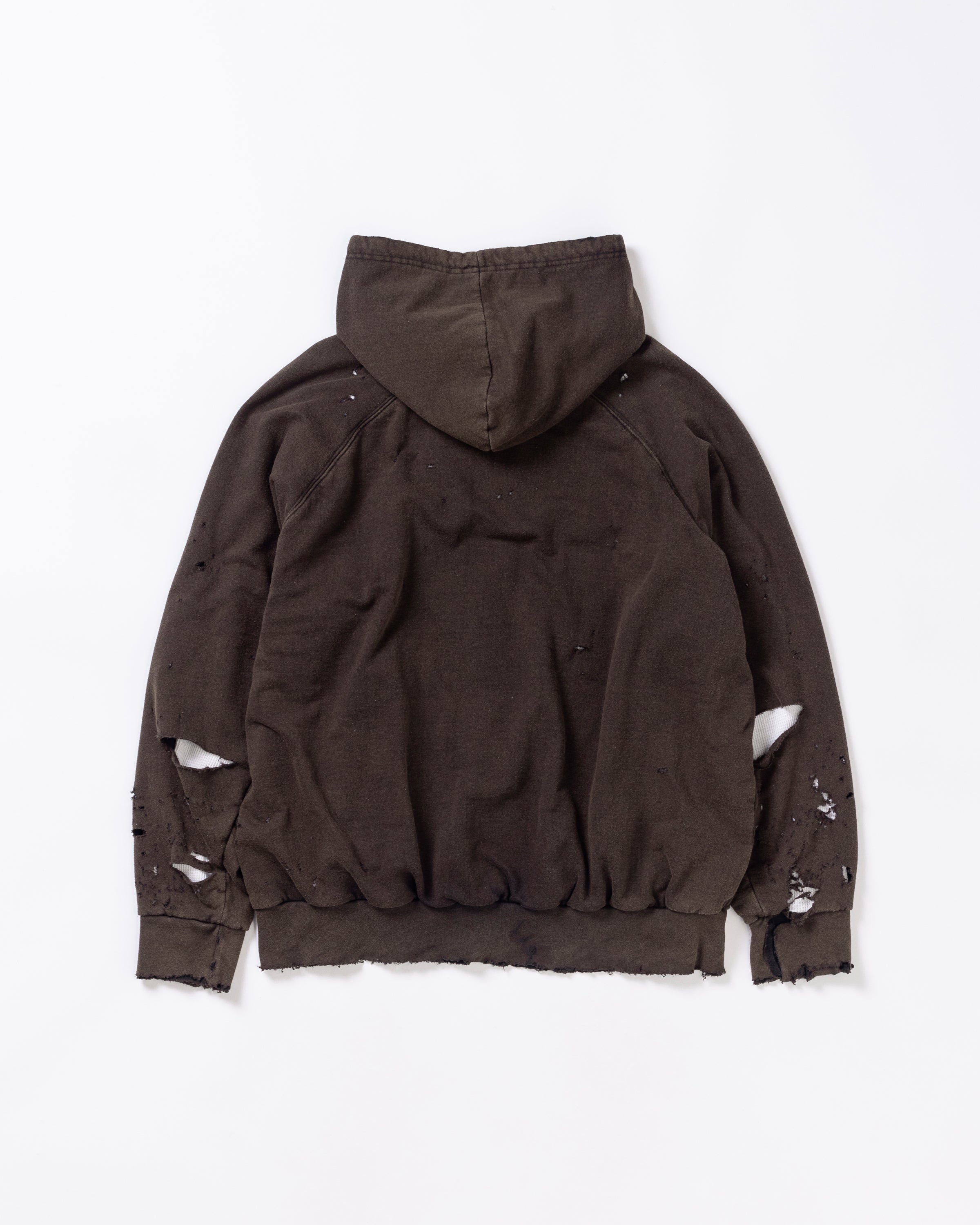 ANACHRONORM / HARD DAMAGED INNER WAFFLE SWEAT PARKA - BLACK