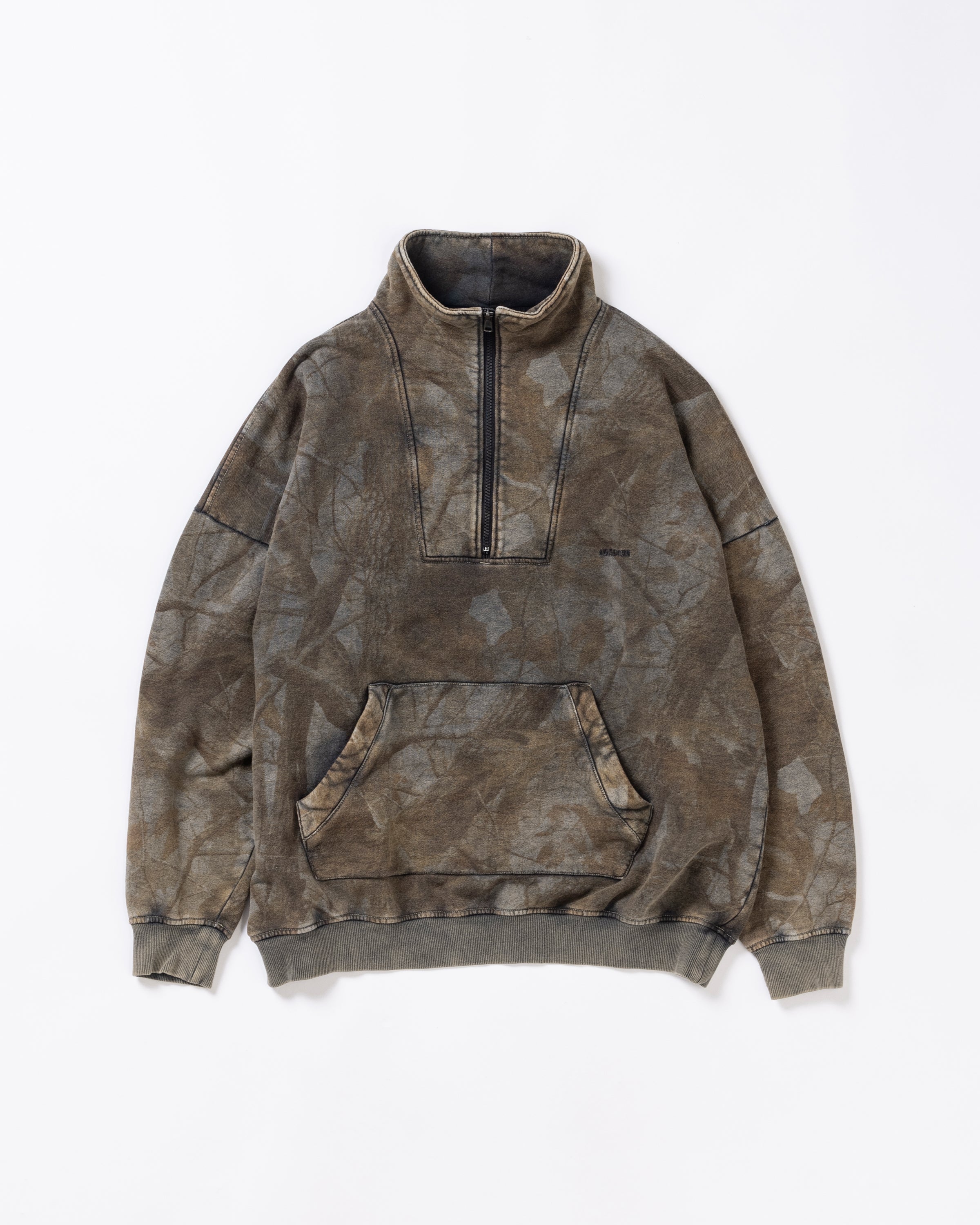 ANACHRONORM / SULFUR DYED REALTREE HALF ZIP SWEAT - SULFUR BLACK