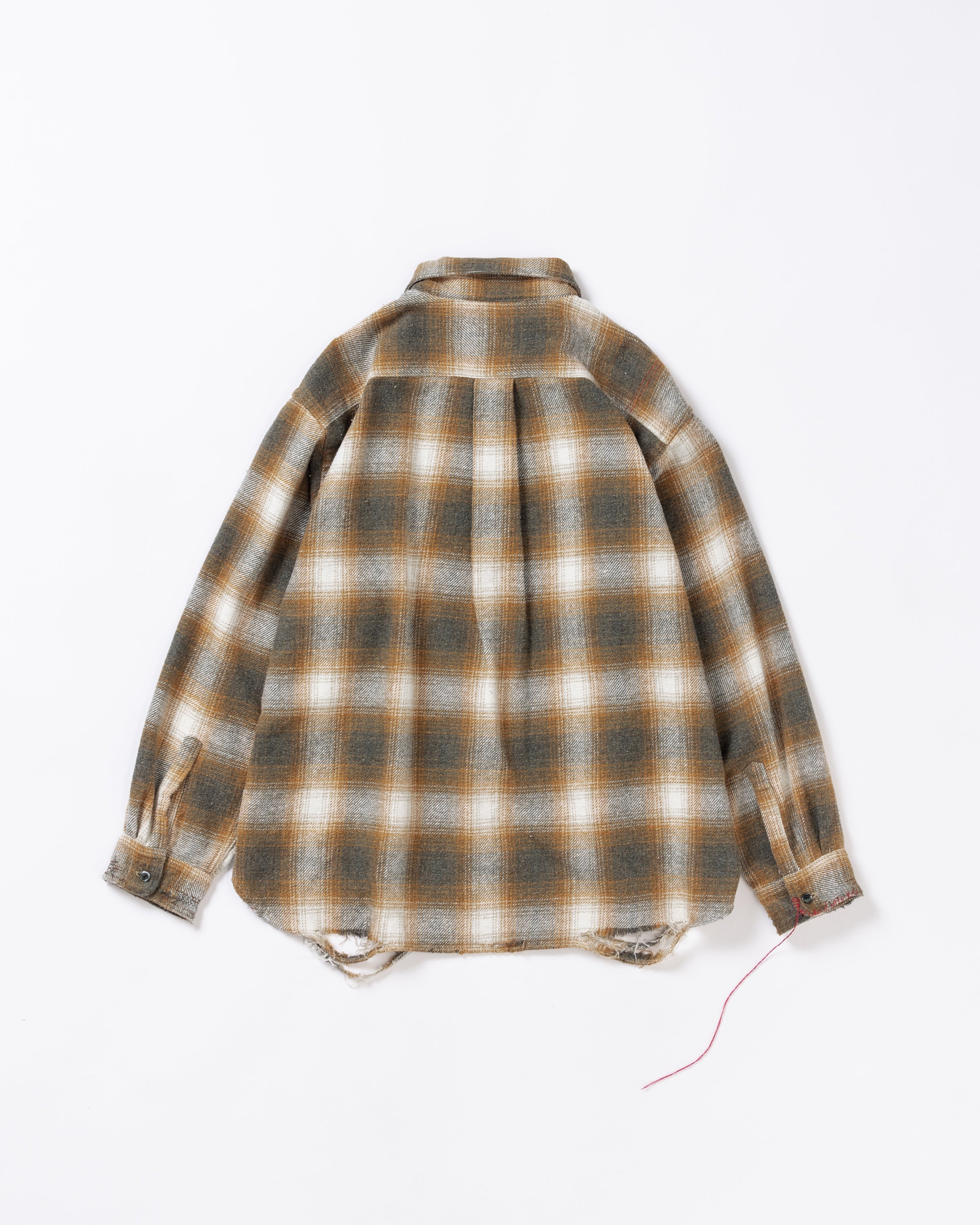 ANACHRONORM /OMBRE CHECK DAMAGED WIDE FLANNEL SHIRTS YELLOW×GREEN