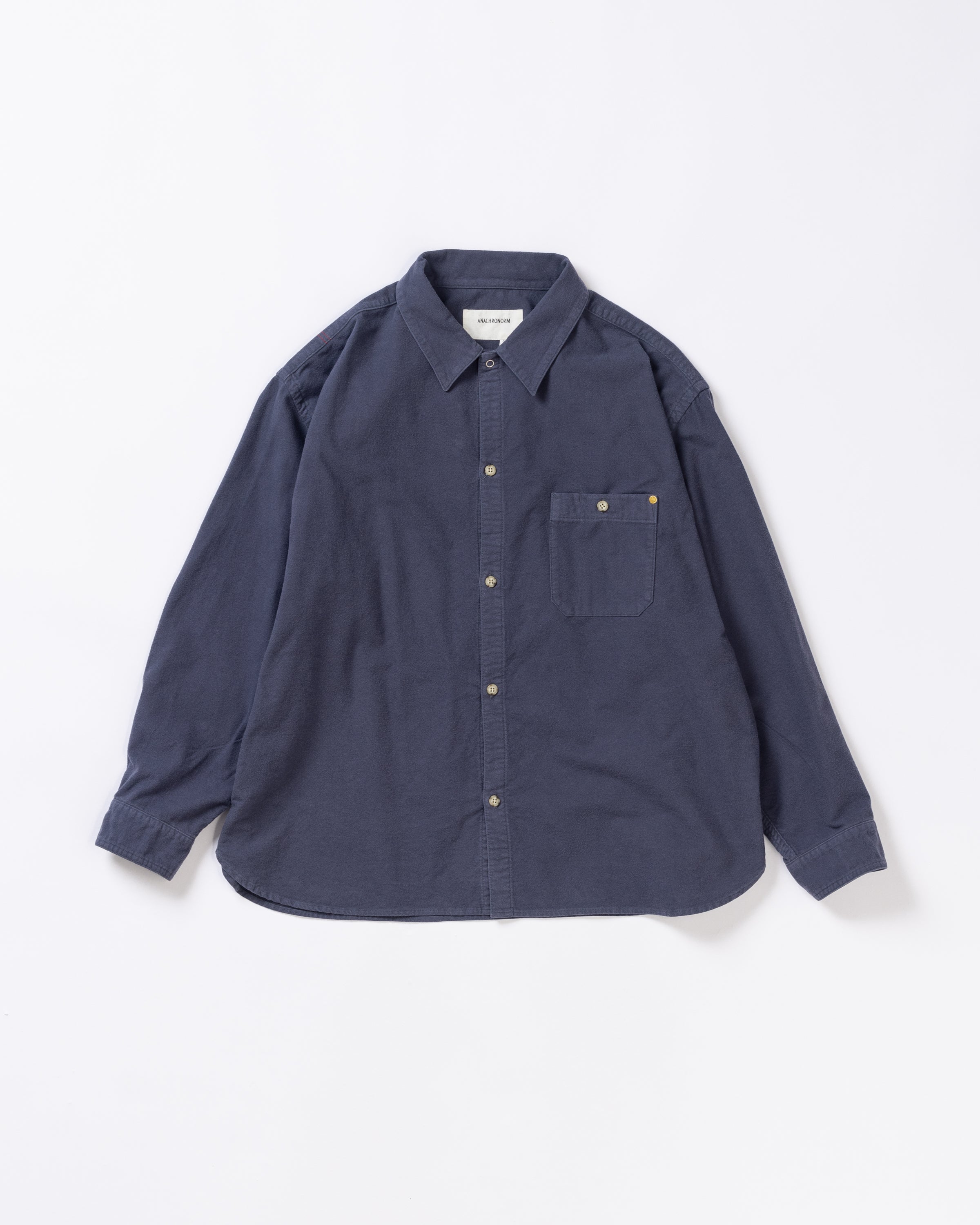 ANACHRONORM / COTTON SUEDE WIDE SHIRTS - BLUE GRAY