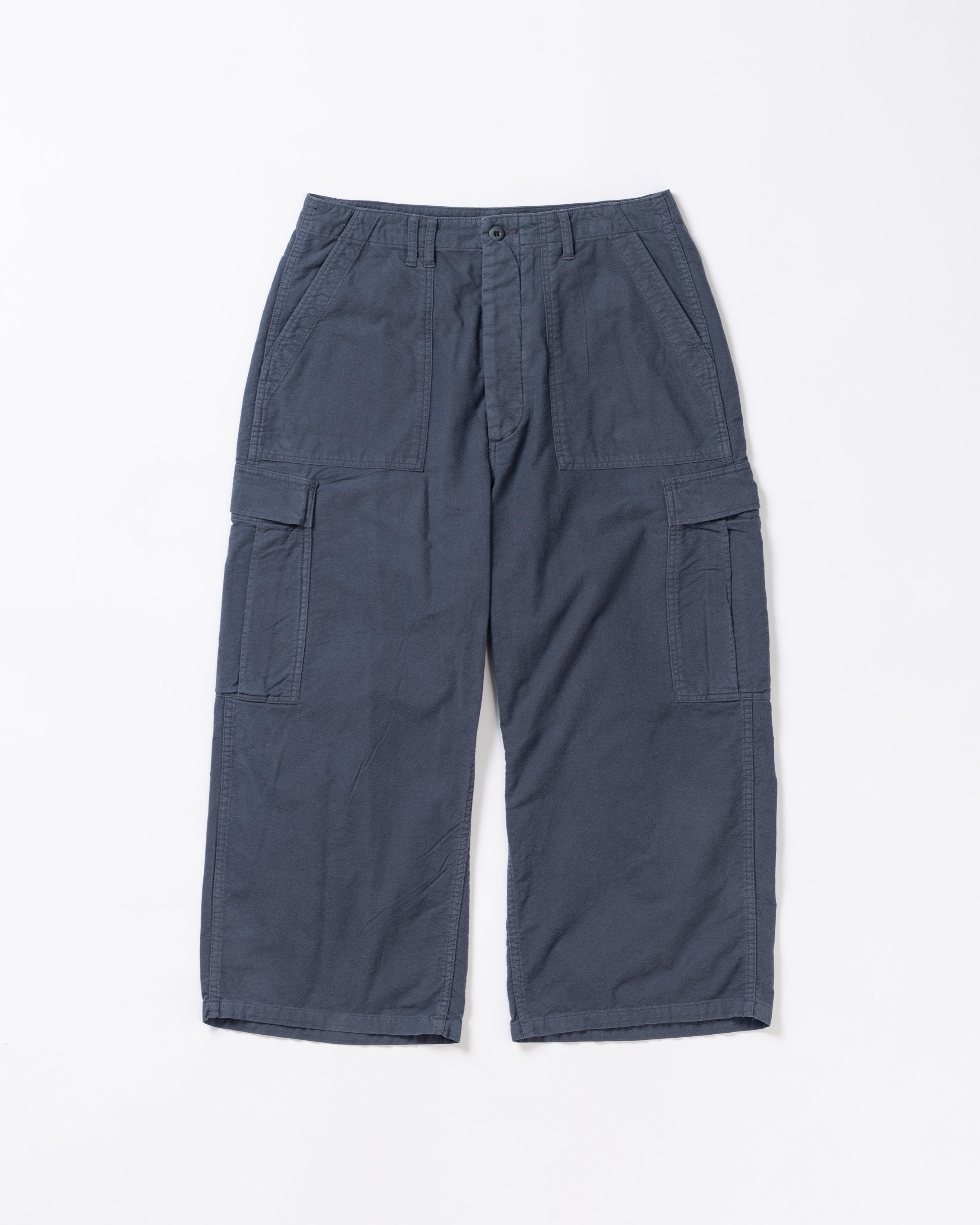 ANACHRONORM / COTTON SUEDE WIDE BAKER 6P PANTS - BLUE GRAY