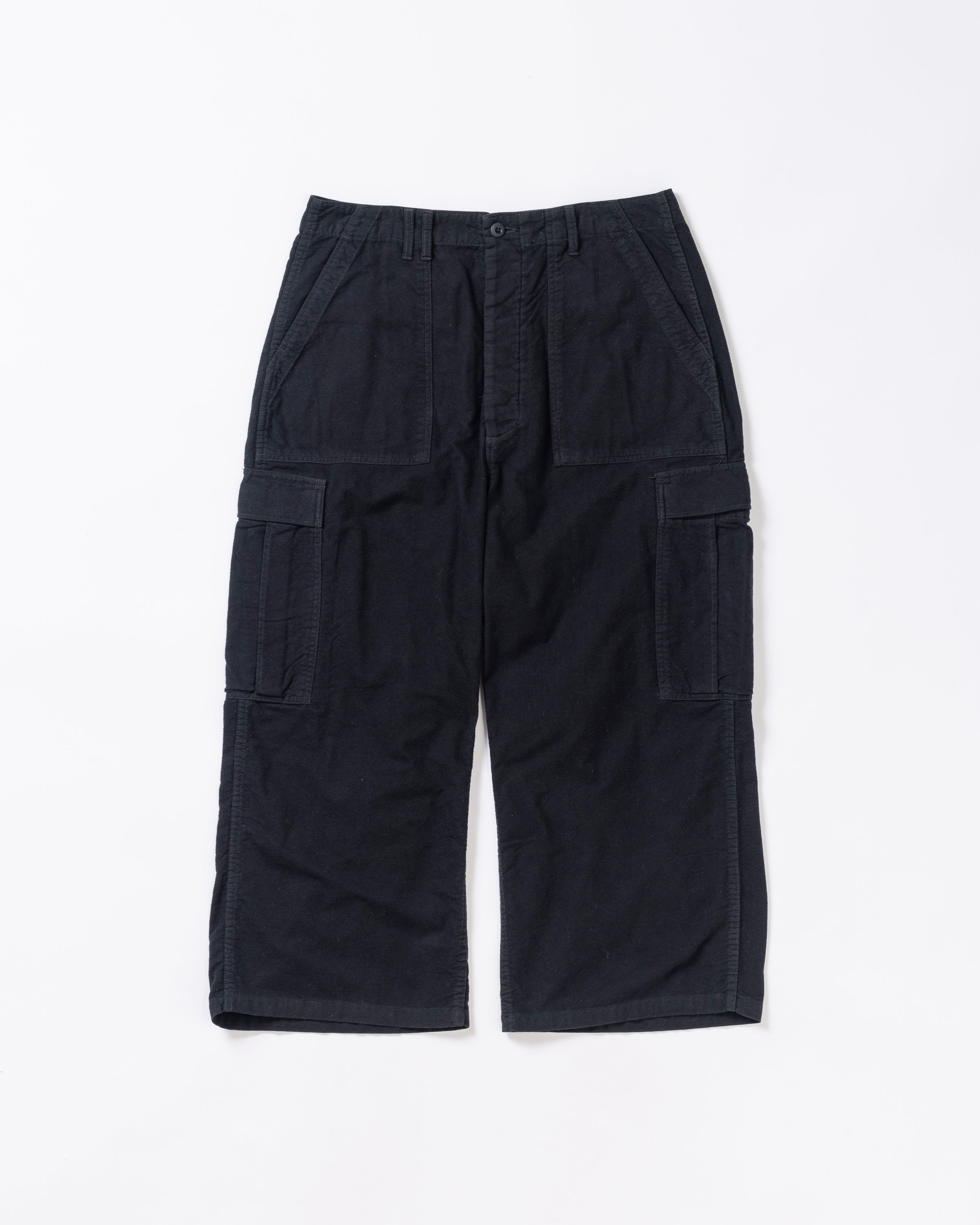 ANACHRONORM / COTTON SUEDE WIDE BAKER 6P PANTS - BLACK