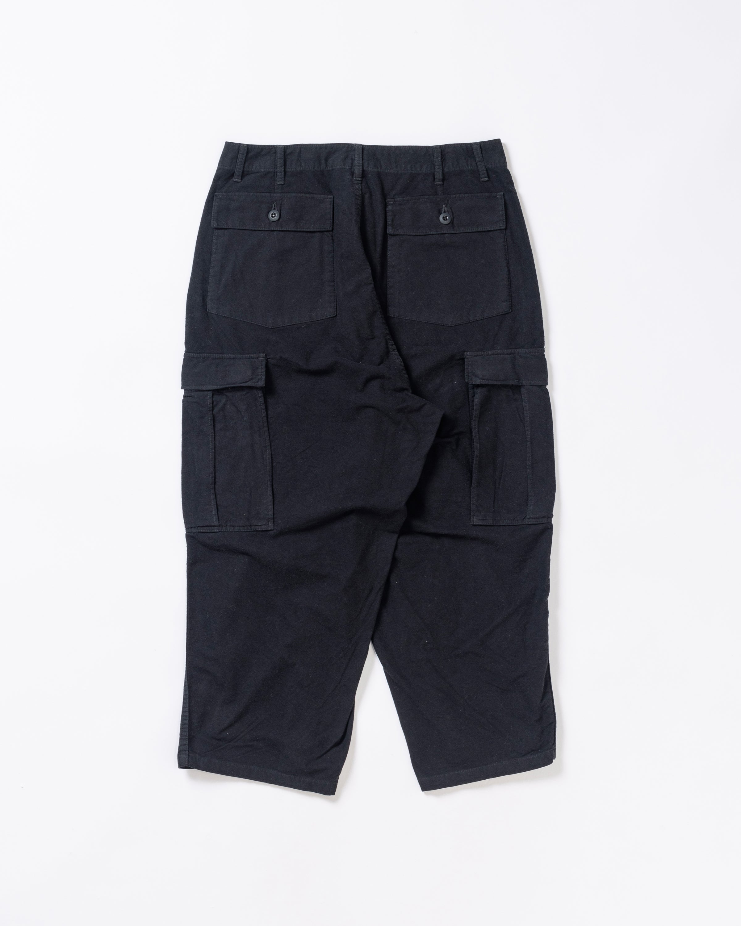 ANACHRONORM / COTTON SUEDE WIDE BAKER 6P PANTS - BLACK