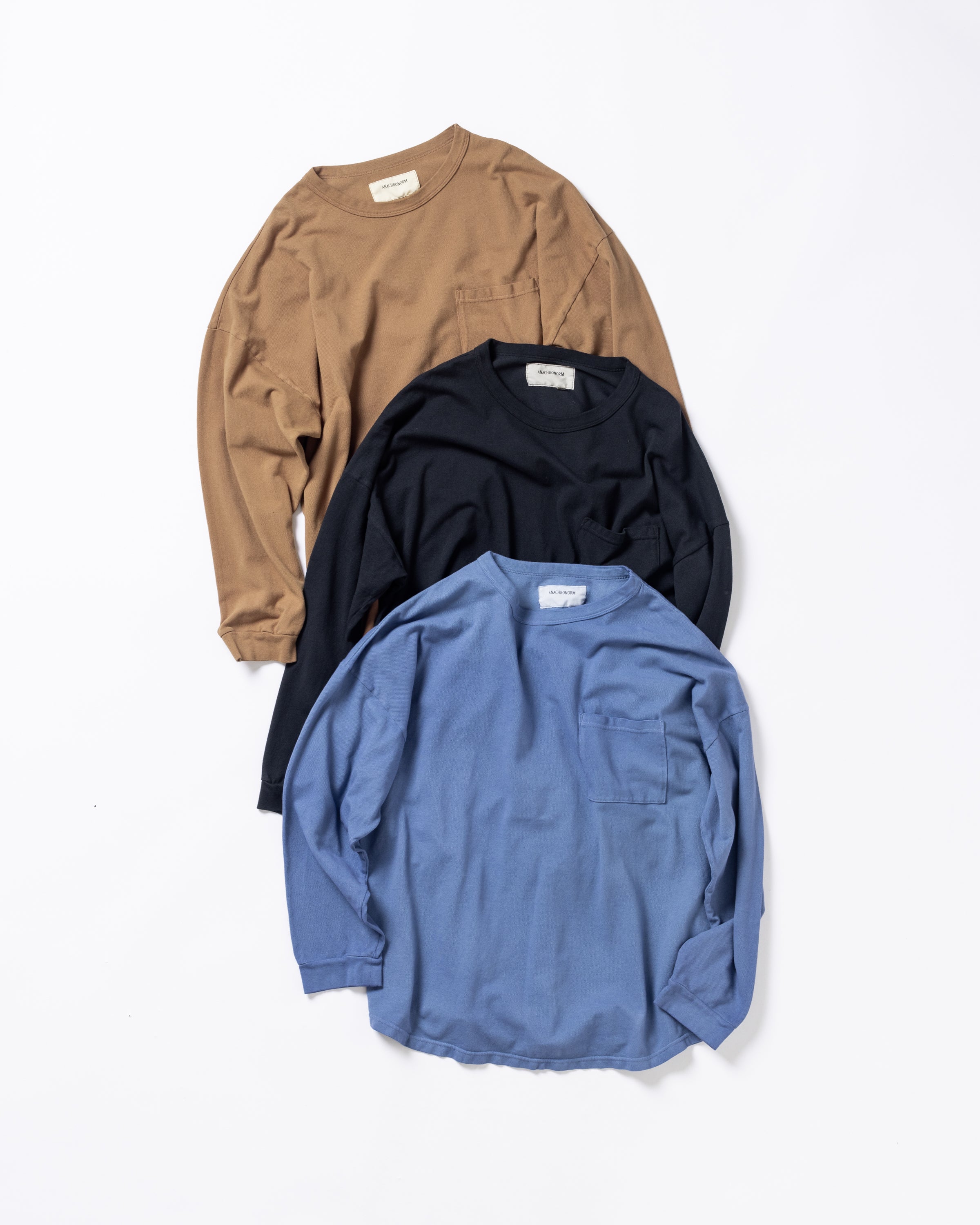 ANACHRONORM / MOSS STITCH POCKET L/S T-S - BROWN