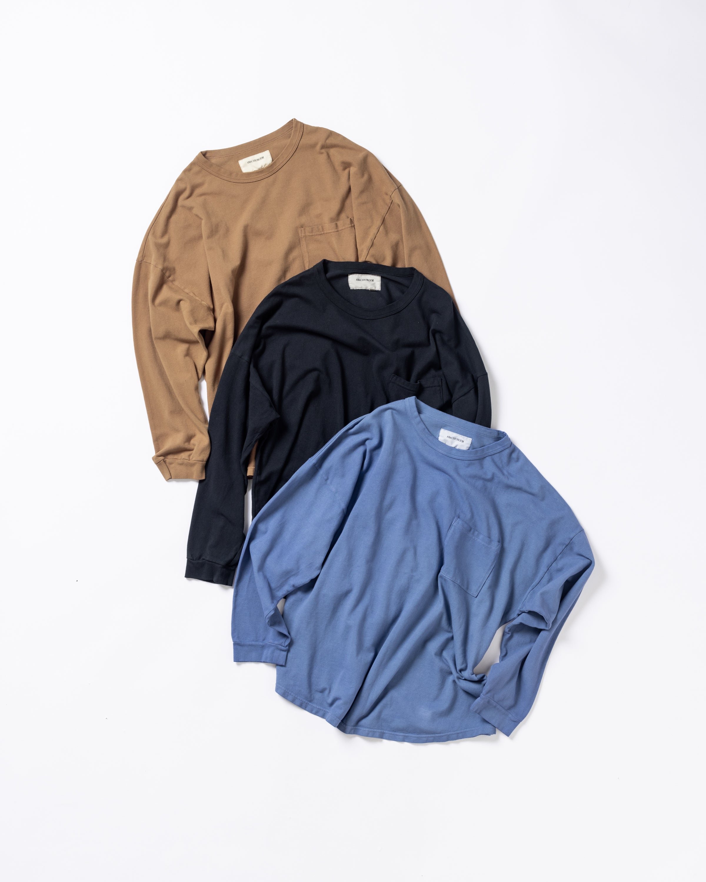ANACHRONORM / MOSS STITCH POCKET L/S T-S - BROWN