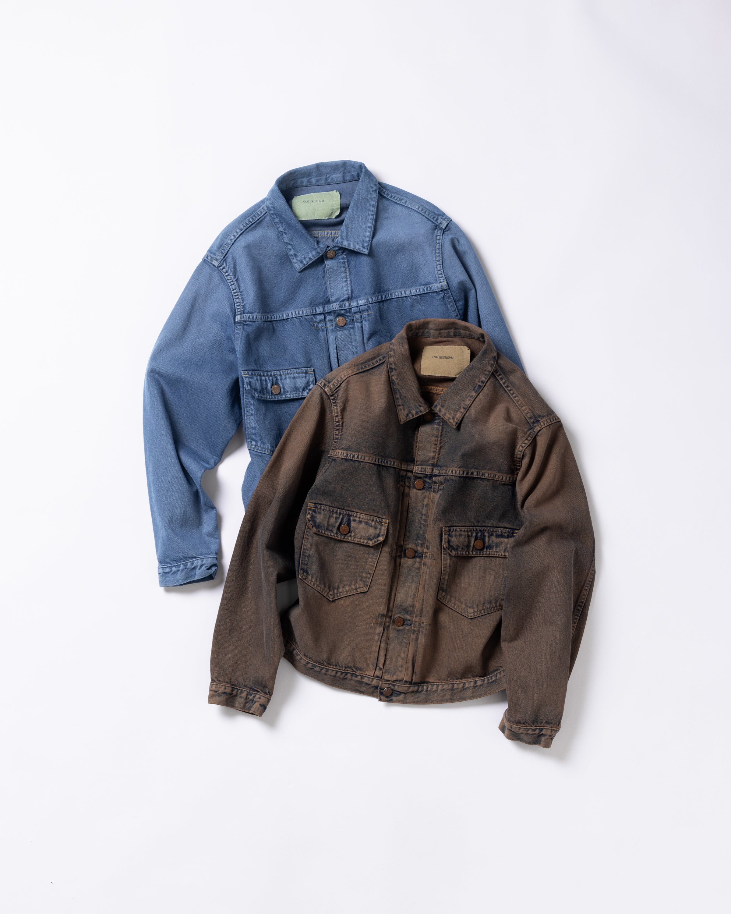 ANACHRONORM / COLOR DYED FRONT TUCK DENIM JACKET TYPE2 - INDIGO×GRAY