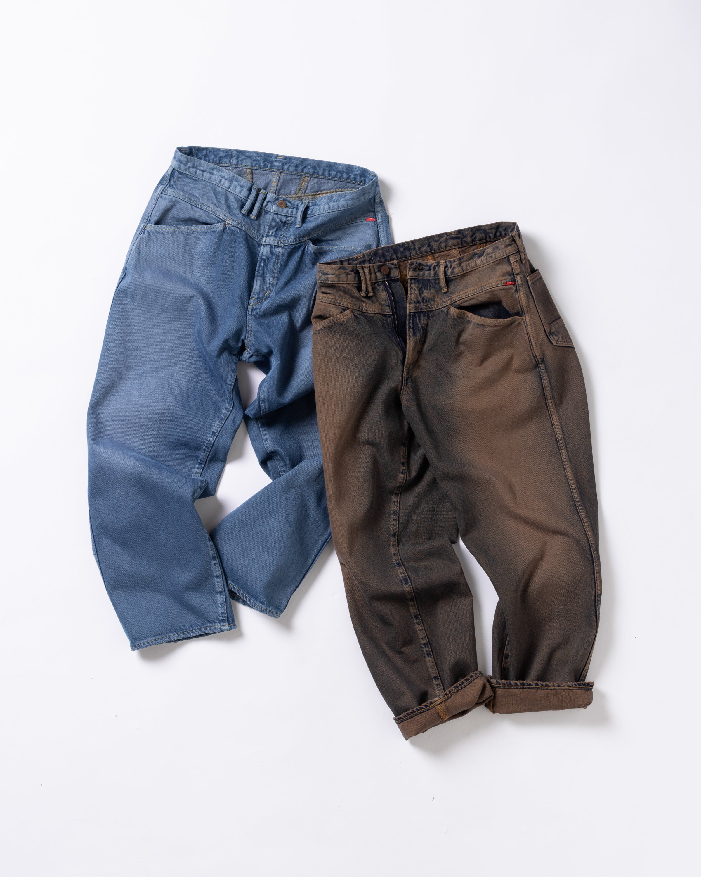 ANACHRONORM / COLOR DYED FRONT YORK DENIM PANTS - INDIGO×BROWN