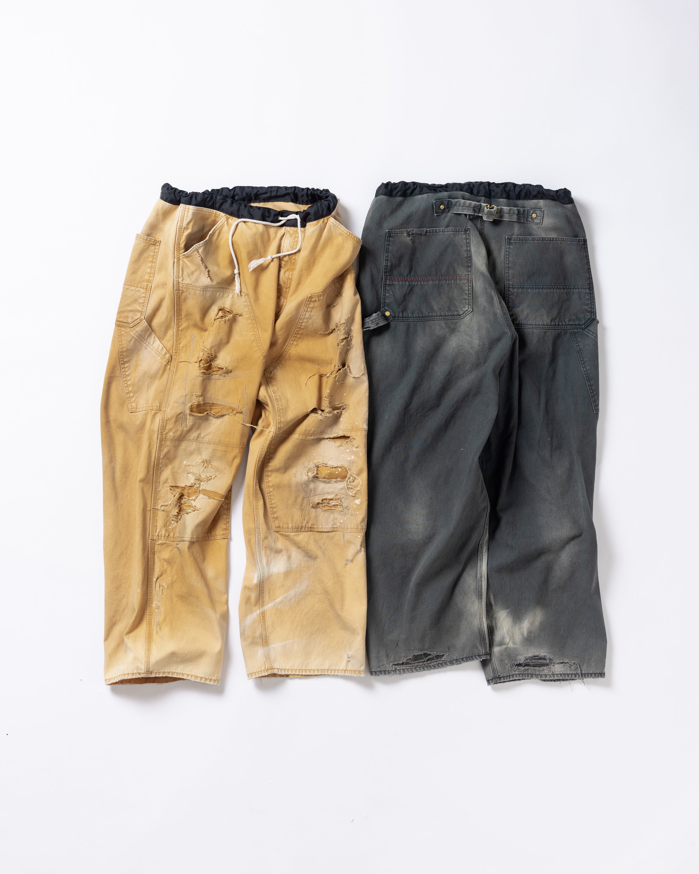 ANACHRONORM  /REMAKED DOUBLE KNEE DUCK PAINTER PANTS BLACK