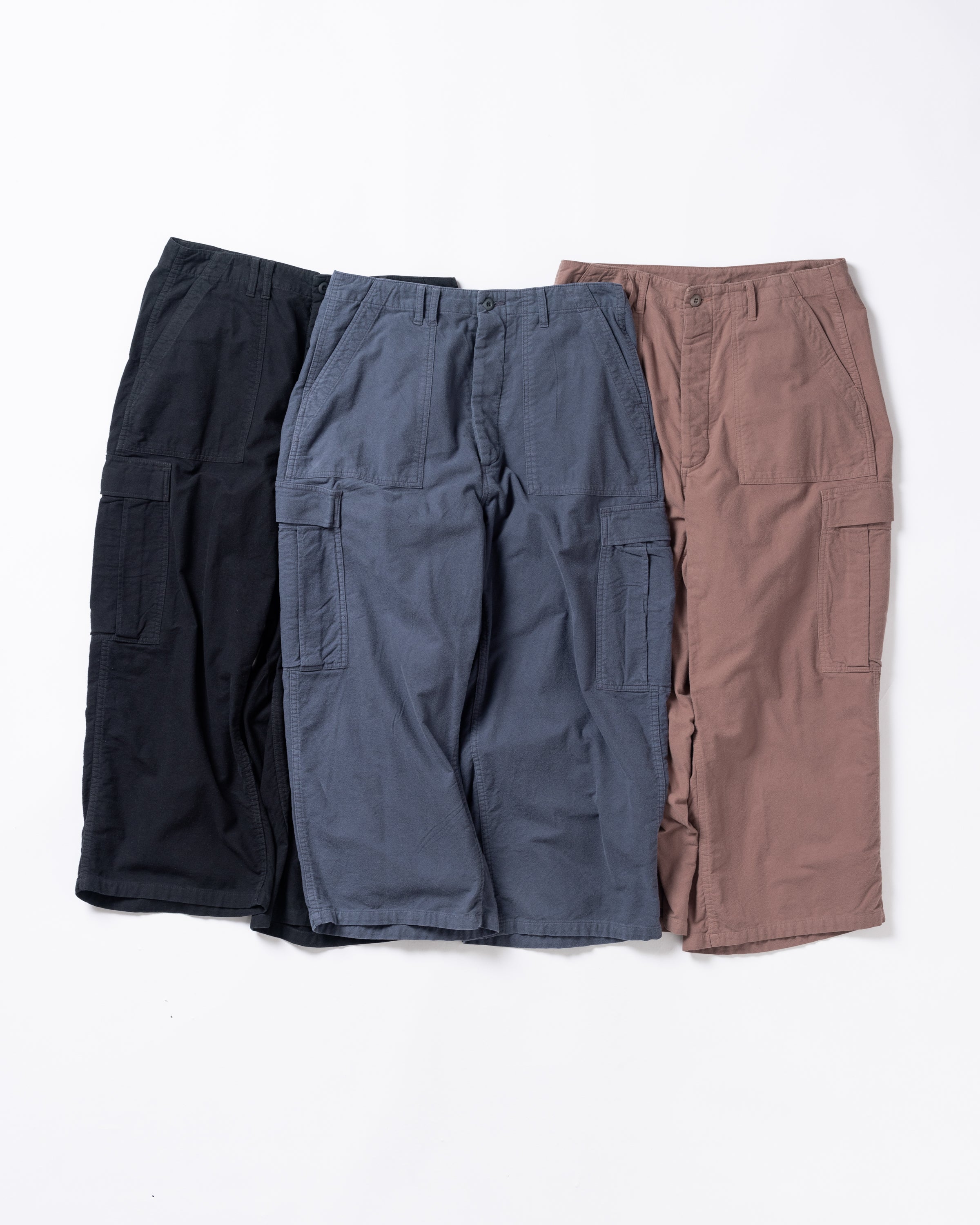 ANACHRONORM / COTTON SUEDE WIDE BAKER 6P PANTS - BLACK