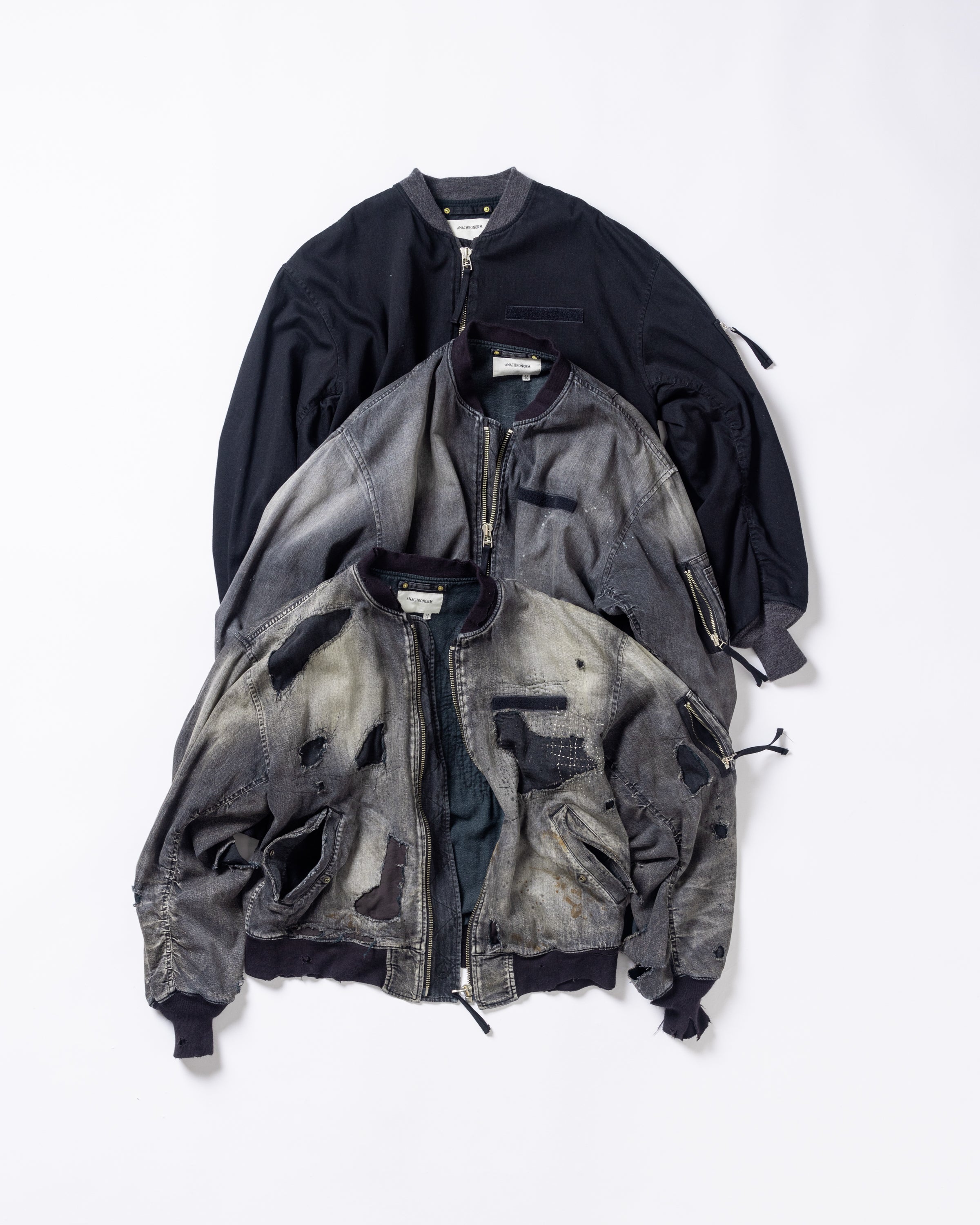 ANACHRONORM /AGING DUAL DENIM MA-1 BLACK (AGING)