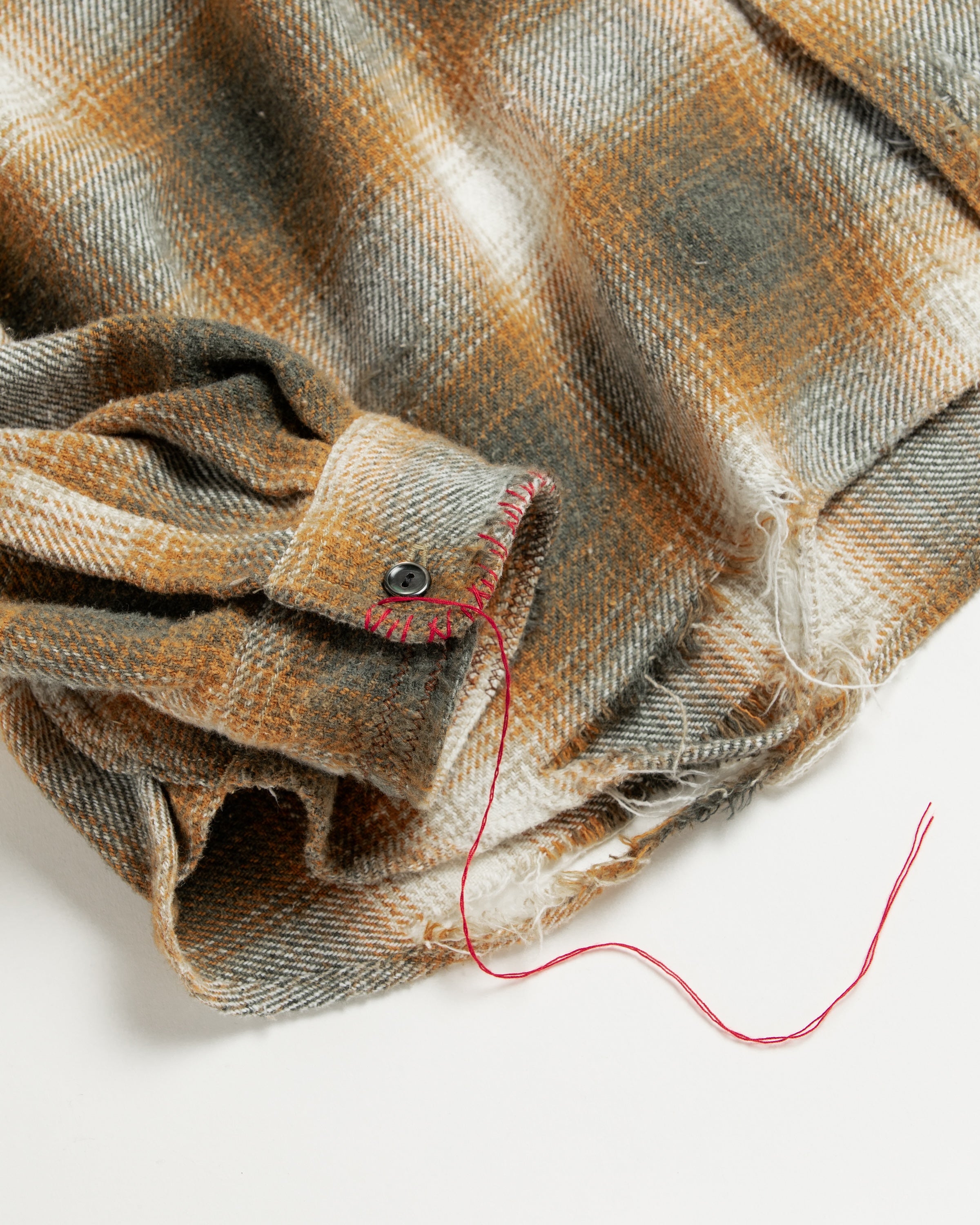 ANACHRONORM /OMBRE CHECK DAMAGED WIDE FLANNEL SHIRTS YELLOW×GREEN
