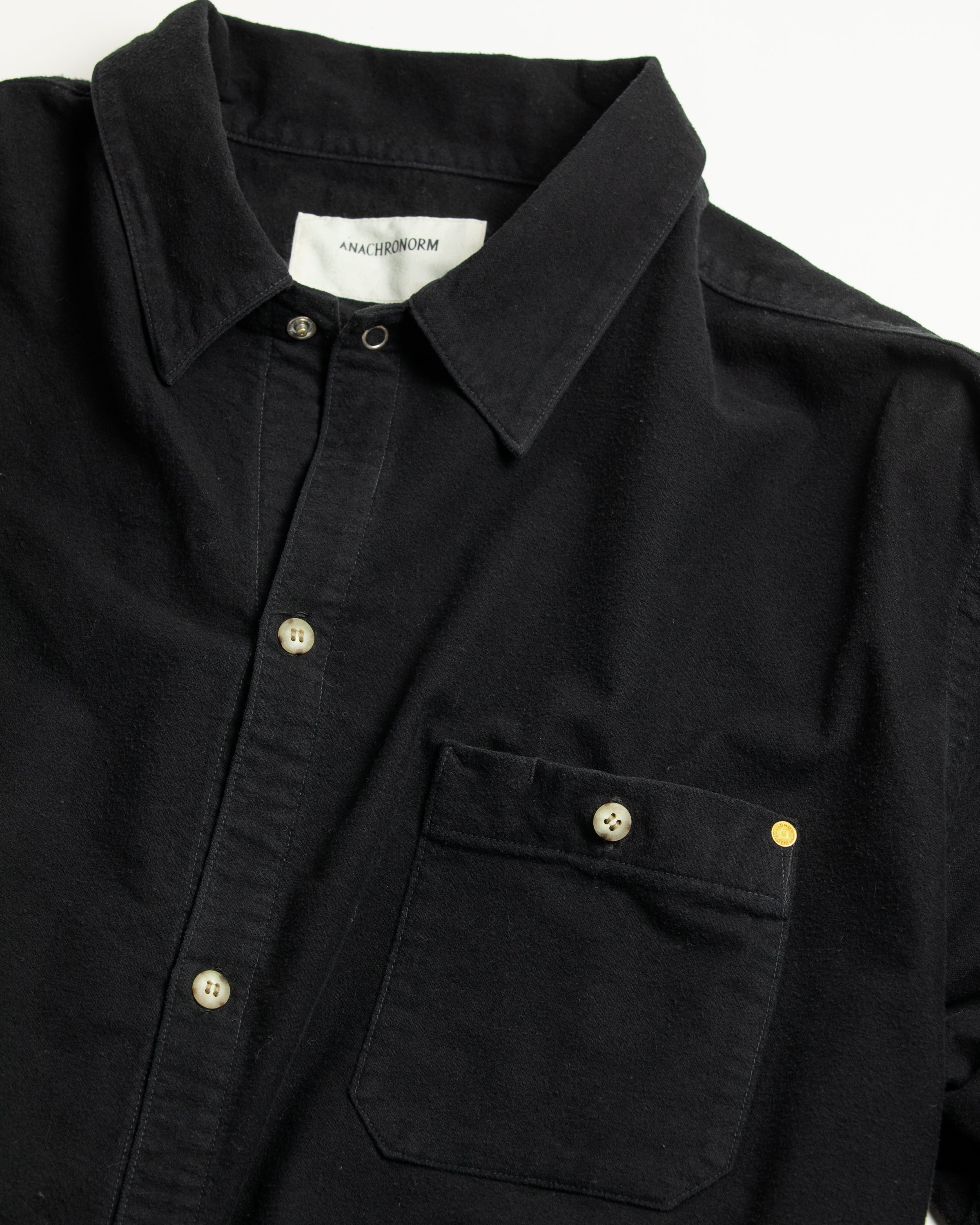 ANACHRONORM / COTTON SUEDE WIDE SHIRTS - BLACK