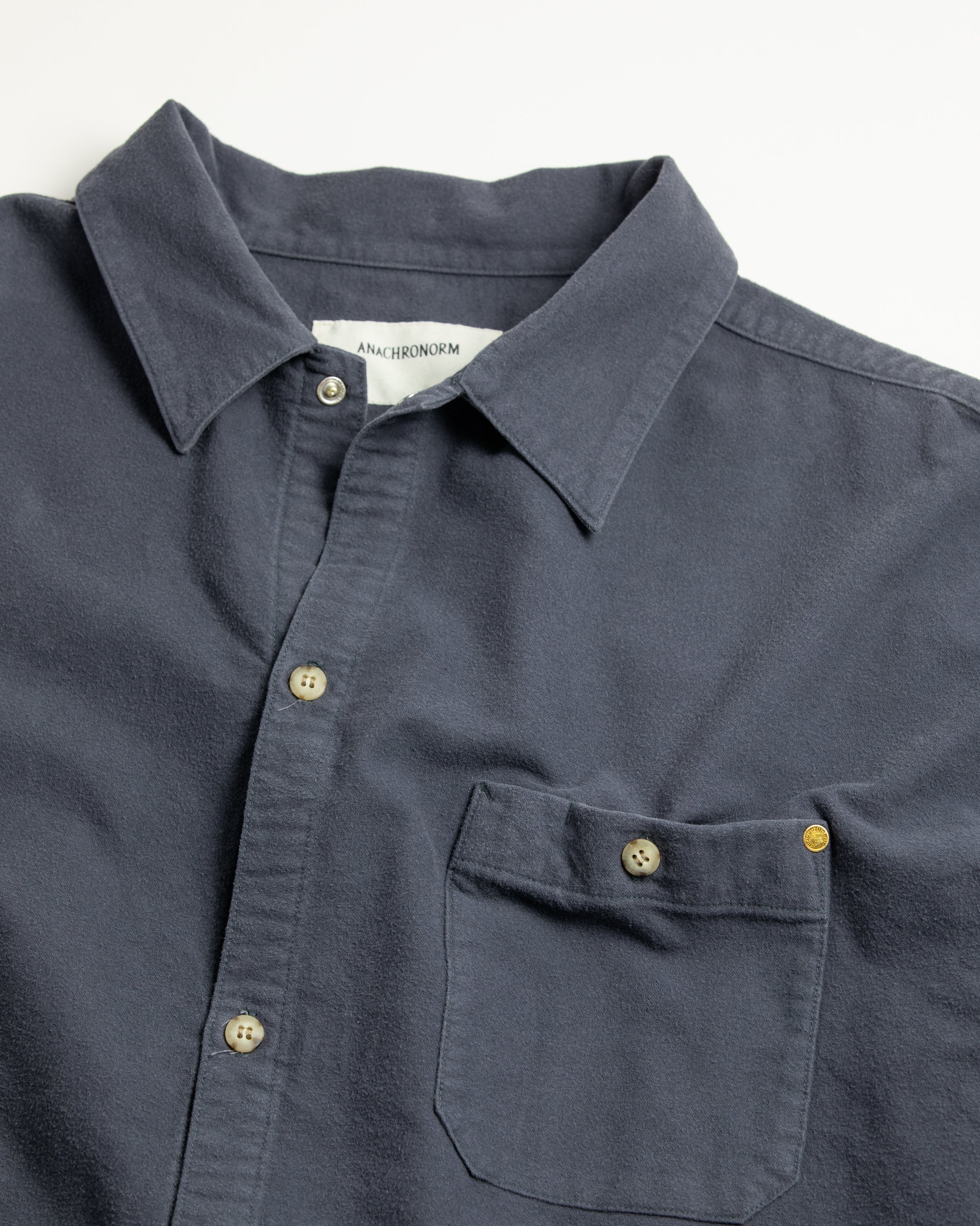 ANACHRONORM / COTTON SUEDE WIDE SHIRTS - BLUE GRAY
