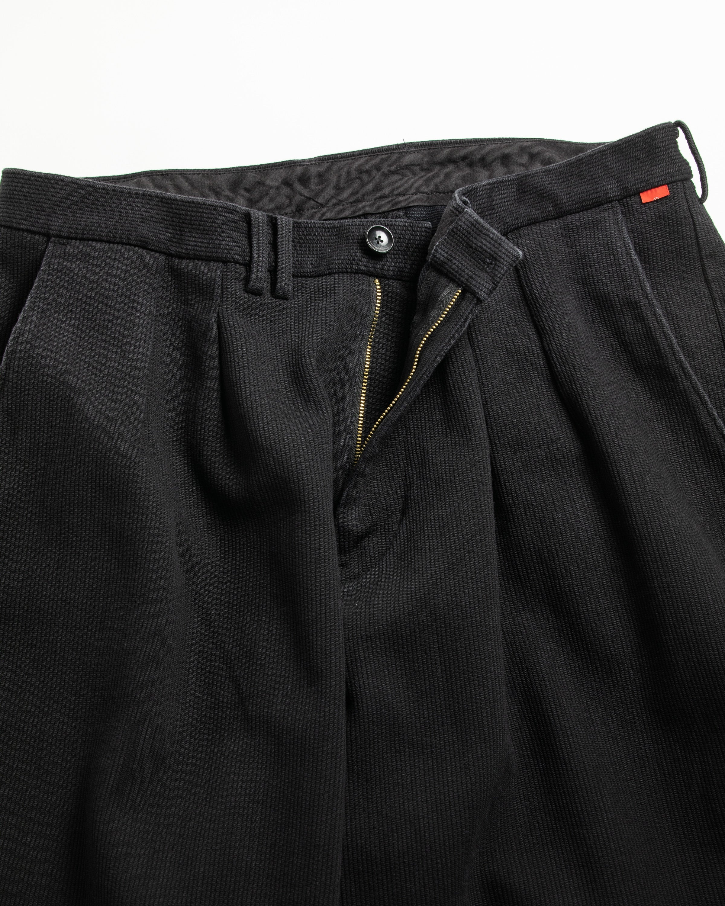 ANACHRONORM / HEAVY PIQUE 2 TUCK WIDE TROUSERS BLACK