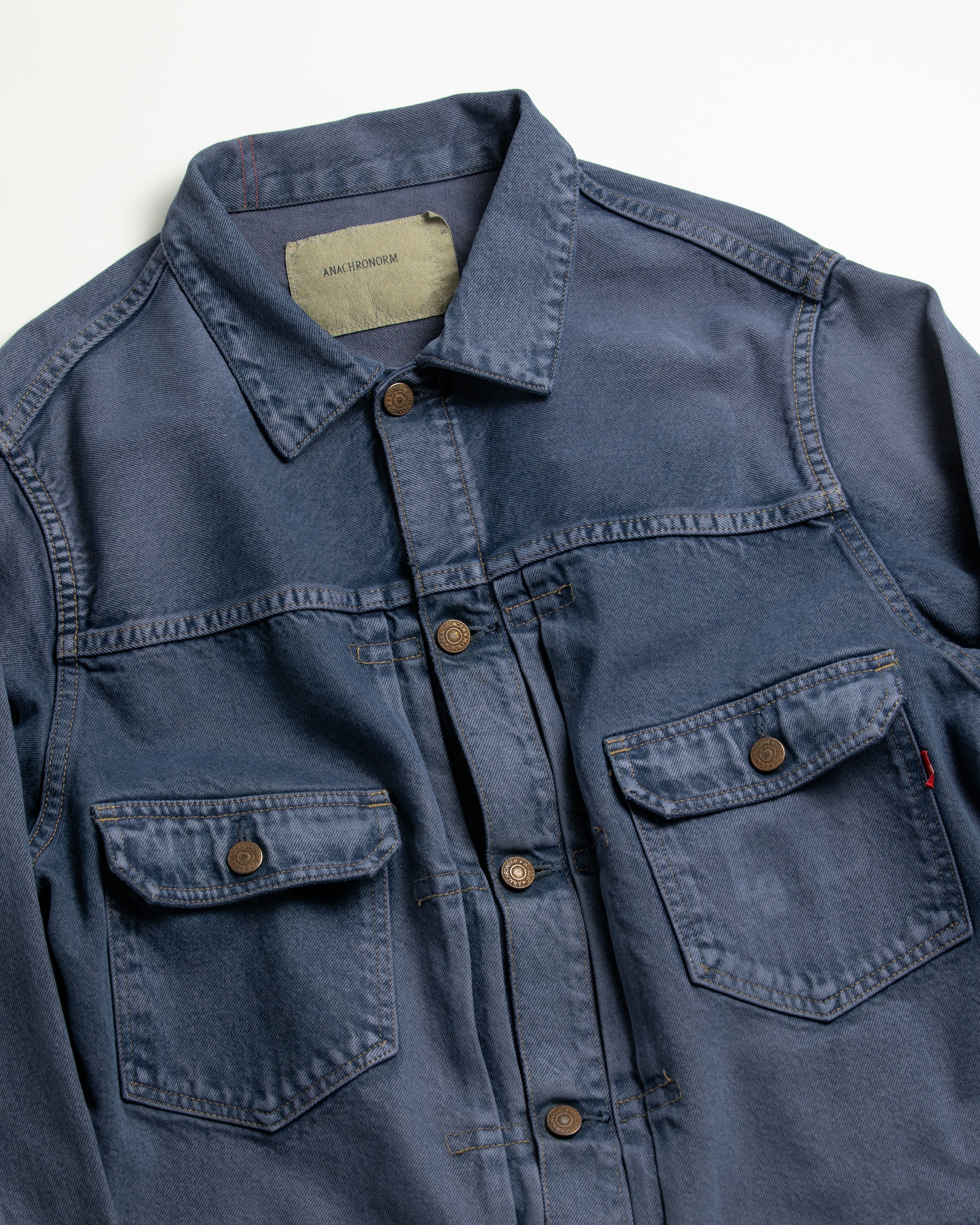 ANACHRONORM / COLOR DYED FRONT TUCK DENIM JACKET TYPE2 - INDIGO×GRAY