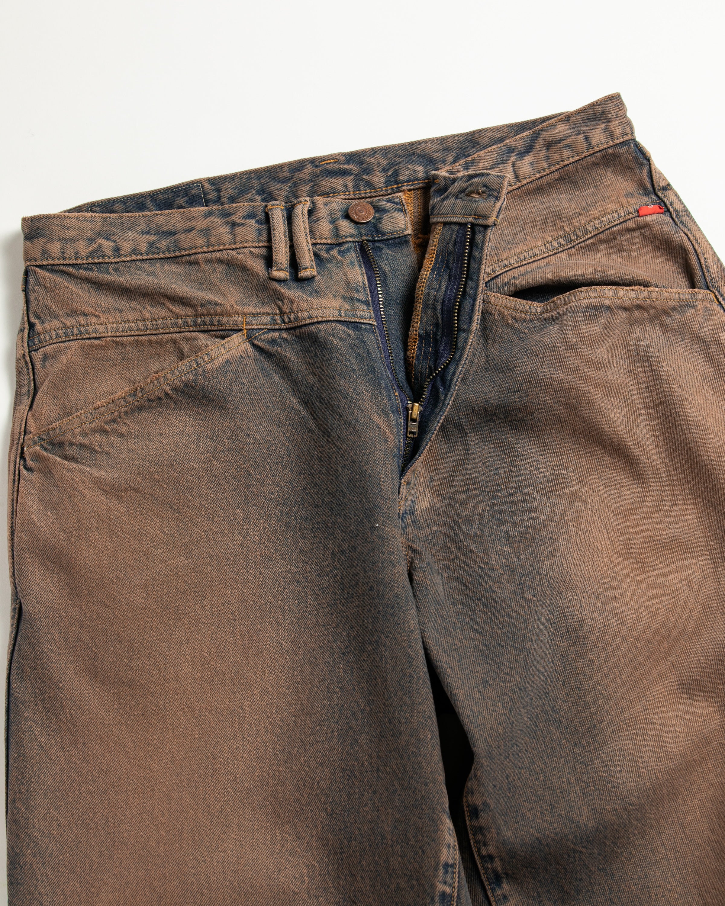 ANACHRONORM / COLOR DYED FRONT YORK DENIM PANTS - INDIGO×BROWN