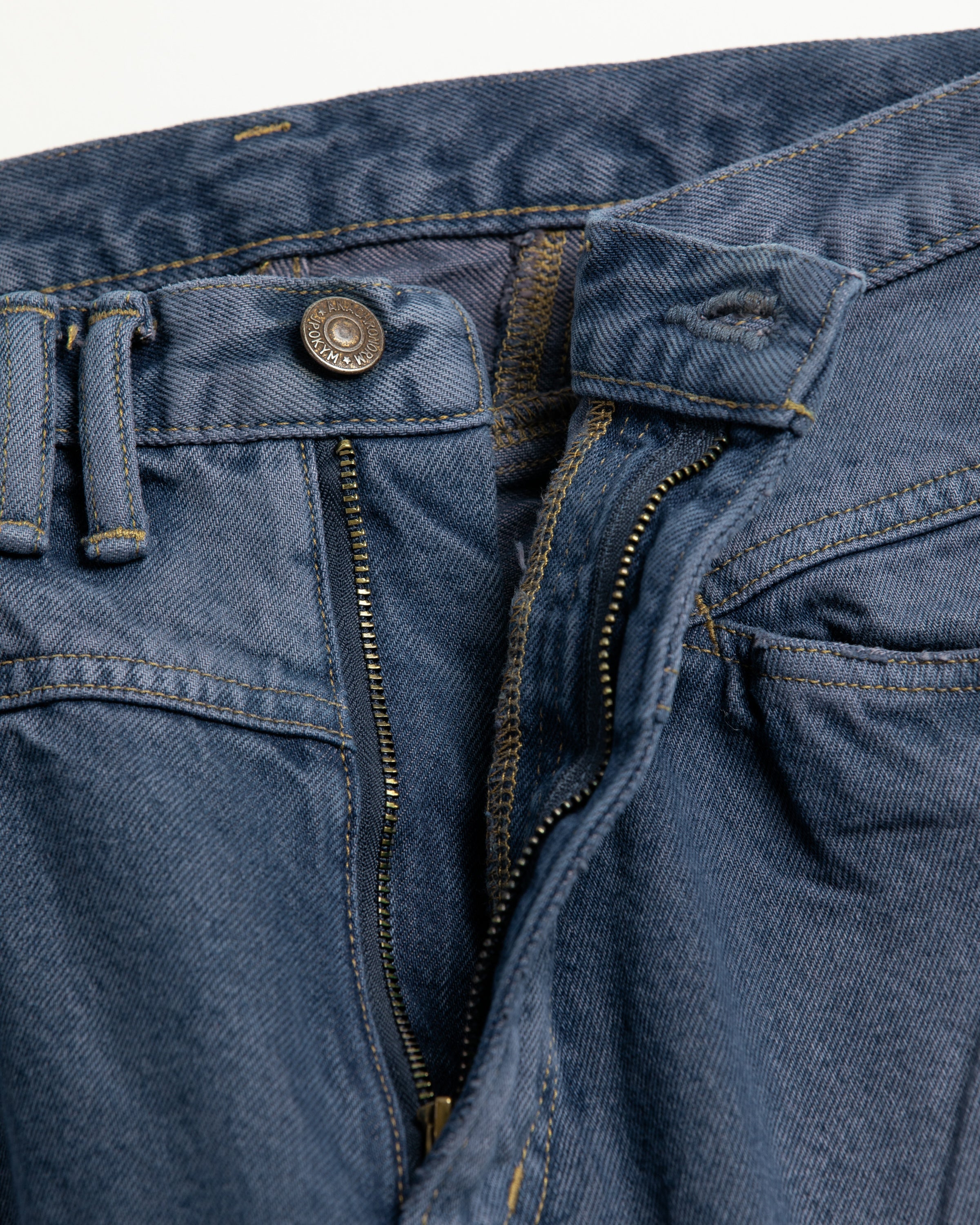 ANACHRONORM / COLOR DYED FRONT YORK DENIM PANTS - INDIGO×GRAY