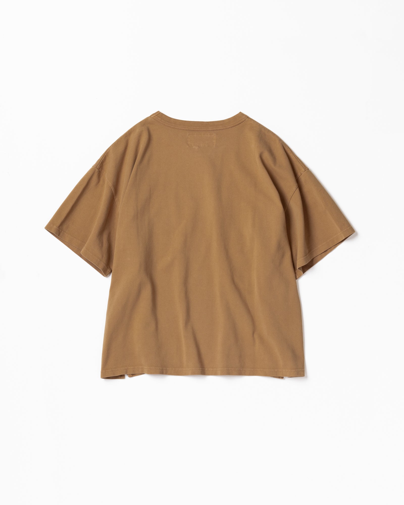 ANACHRONORM / MOSS STITCH DAMAGED POCKET S/S T-S - LIGHT BROWN