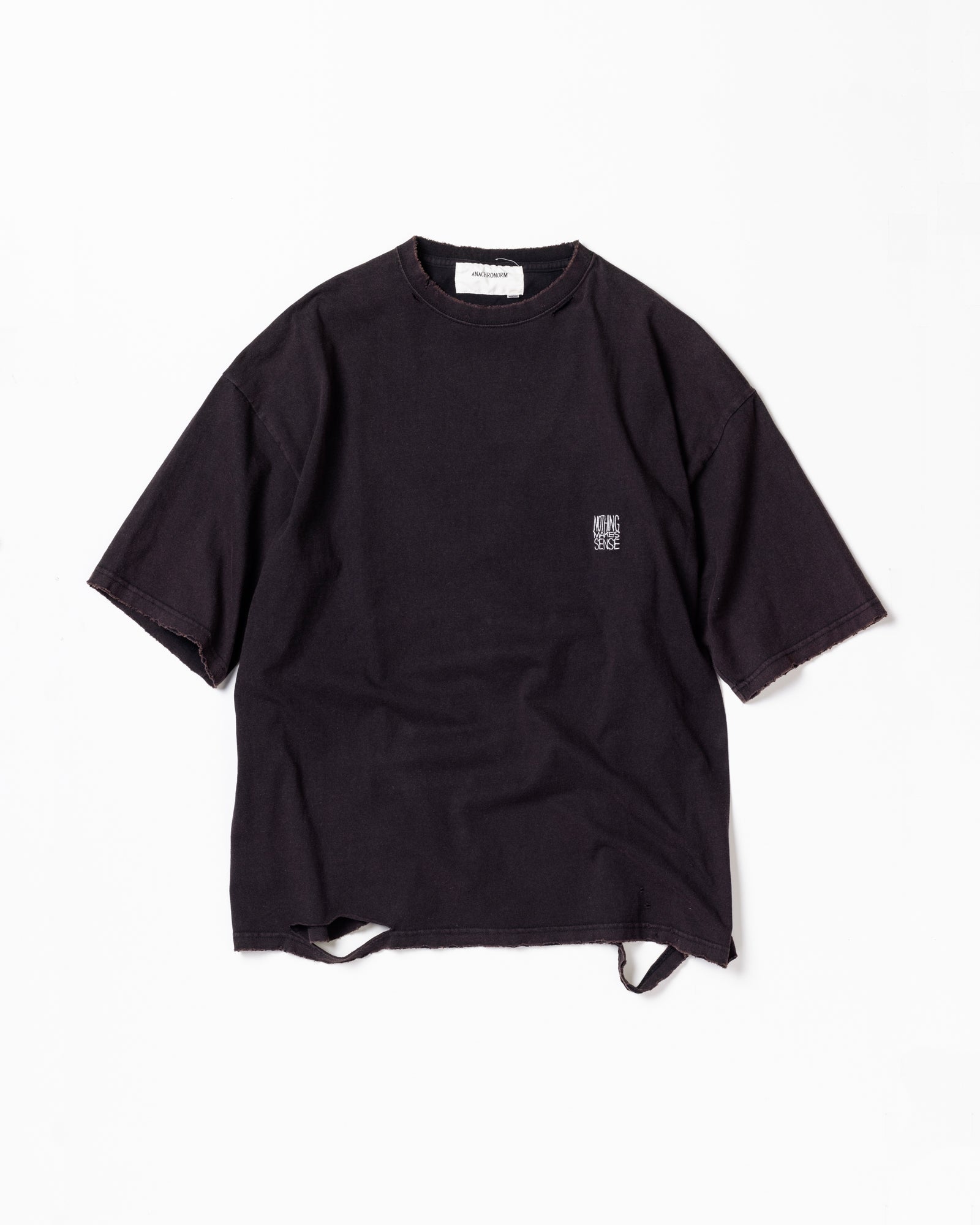ANACHRONORM / EMBROIDERY DAMAGED S/S T-S - BLACK