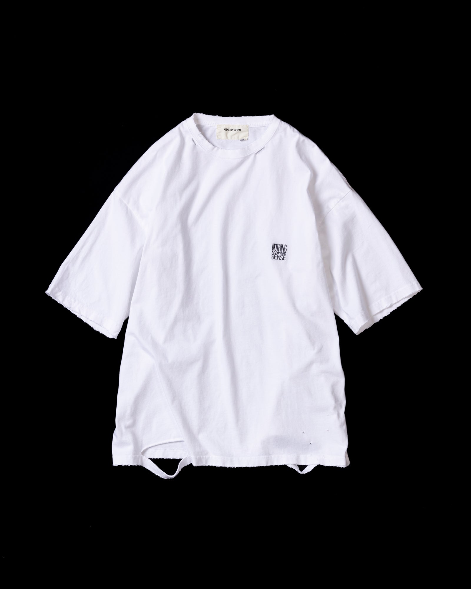 ANACHRONORM / EMBROIDERY DAMAGED S/S T-S - WHITE