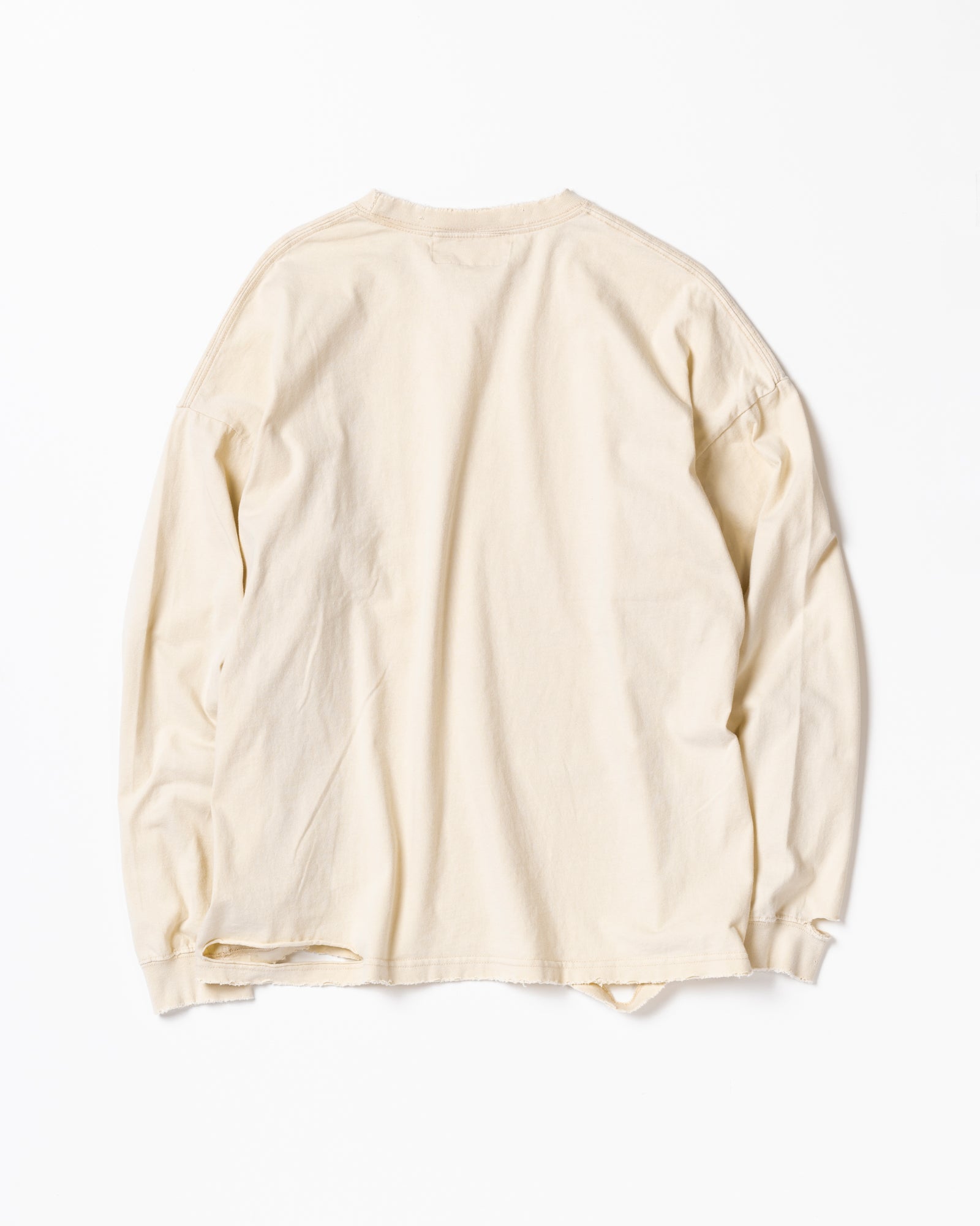 ANACHRONORM / EMBROIDERY DAMAGED L/S T-S - BEIGE