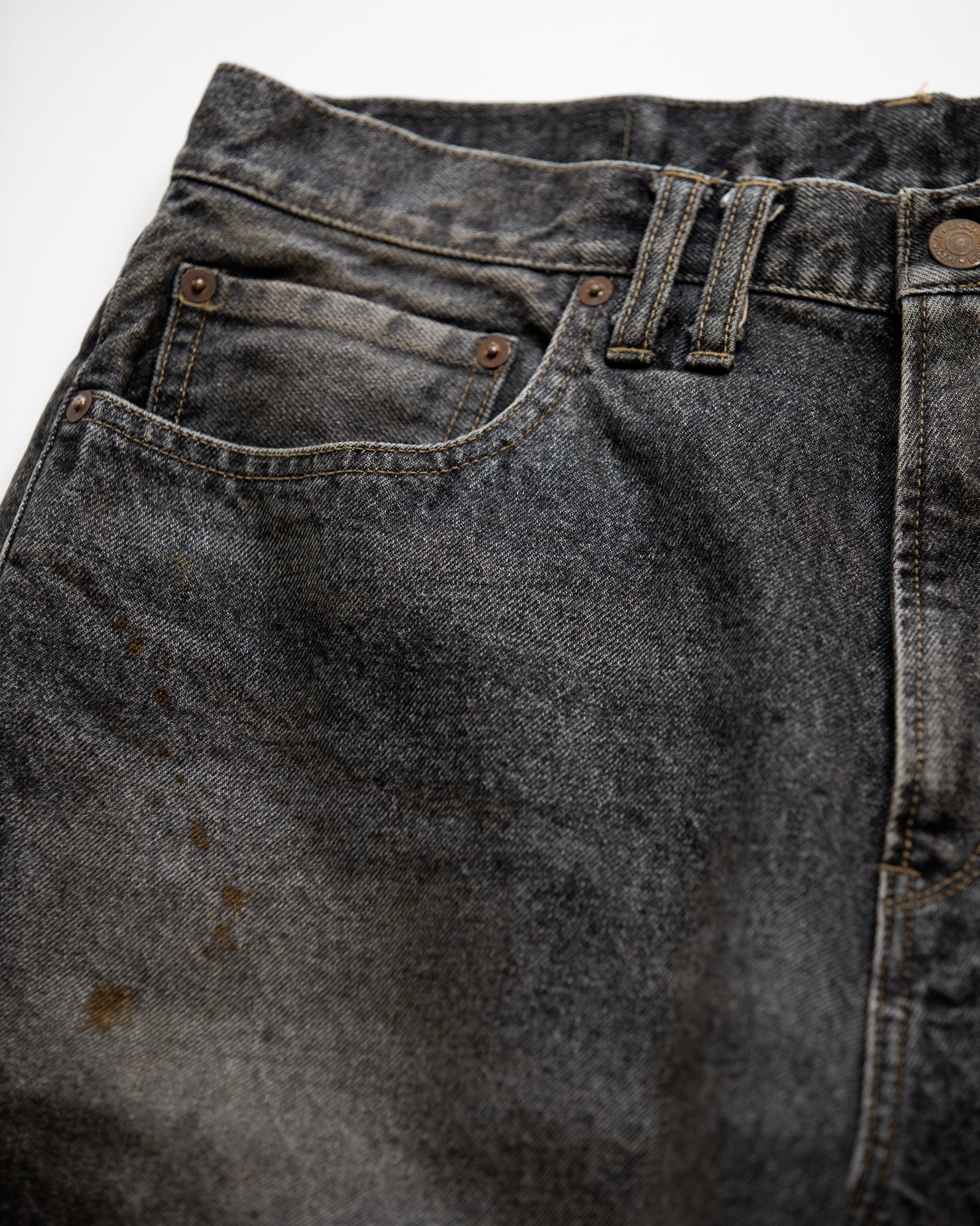 ANACHRONORM / 80's 5POCKET DENIM HEM TUCK SHORTS - BLACK