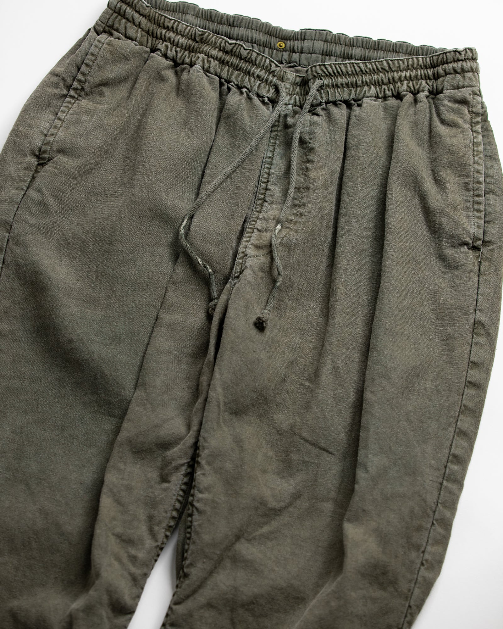 ANACHRONORM / PIGMENT DYED LINEN TAPERED EASY PANTS - OLIVE