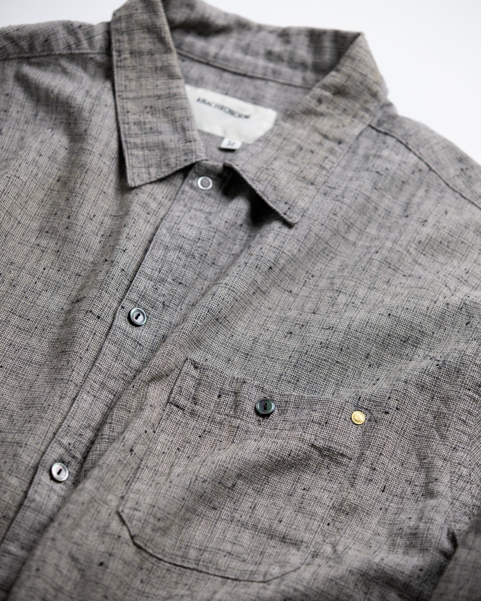 ANACHRONORM / LINEN PLAID REMAKED WIDE SHIRTS - GRAY(REMAKE)
